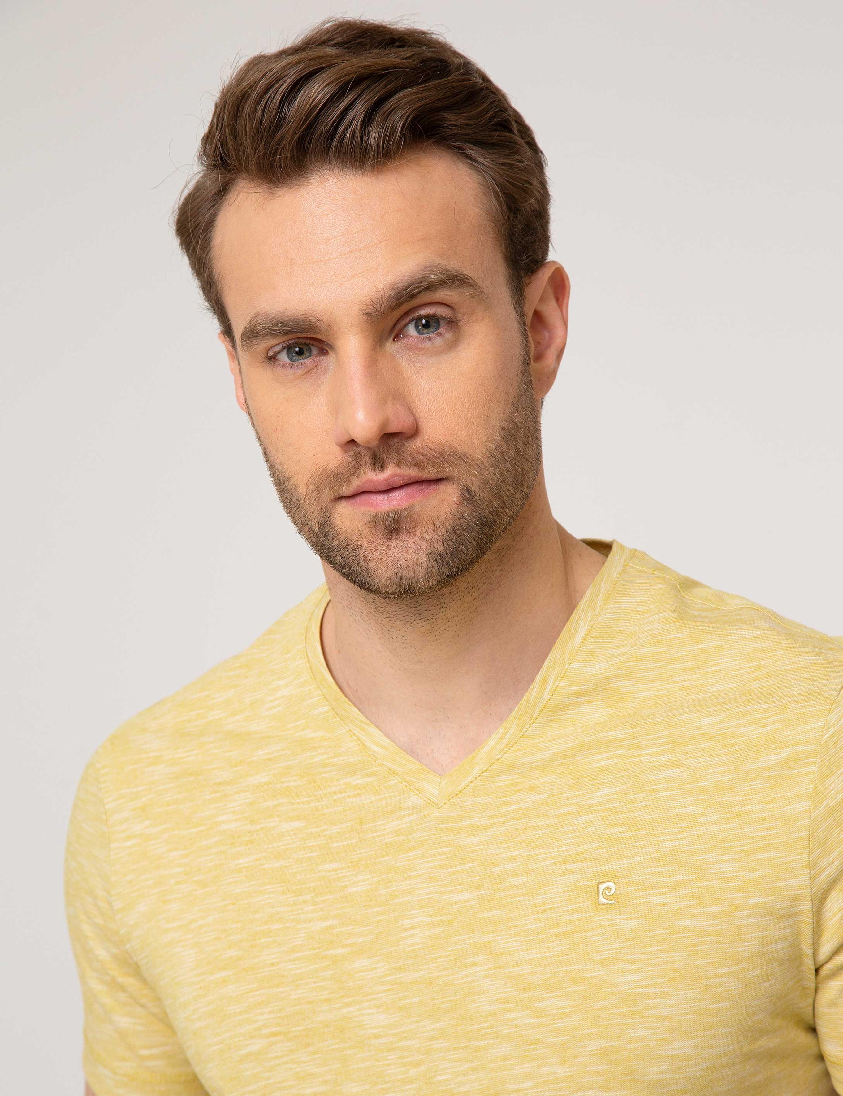 Sarı Slim Fit Basic Tişört