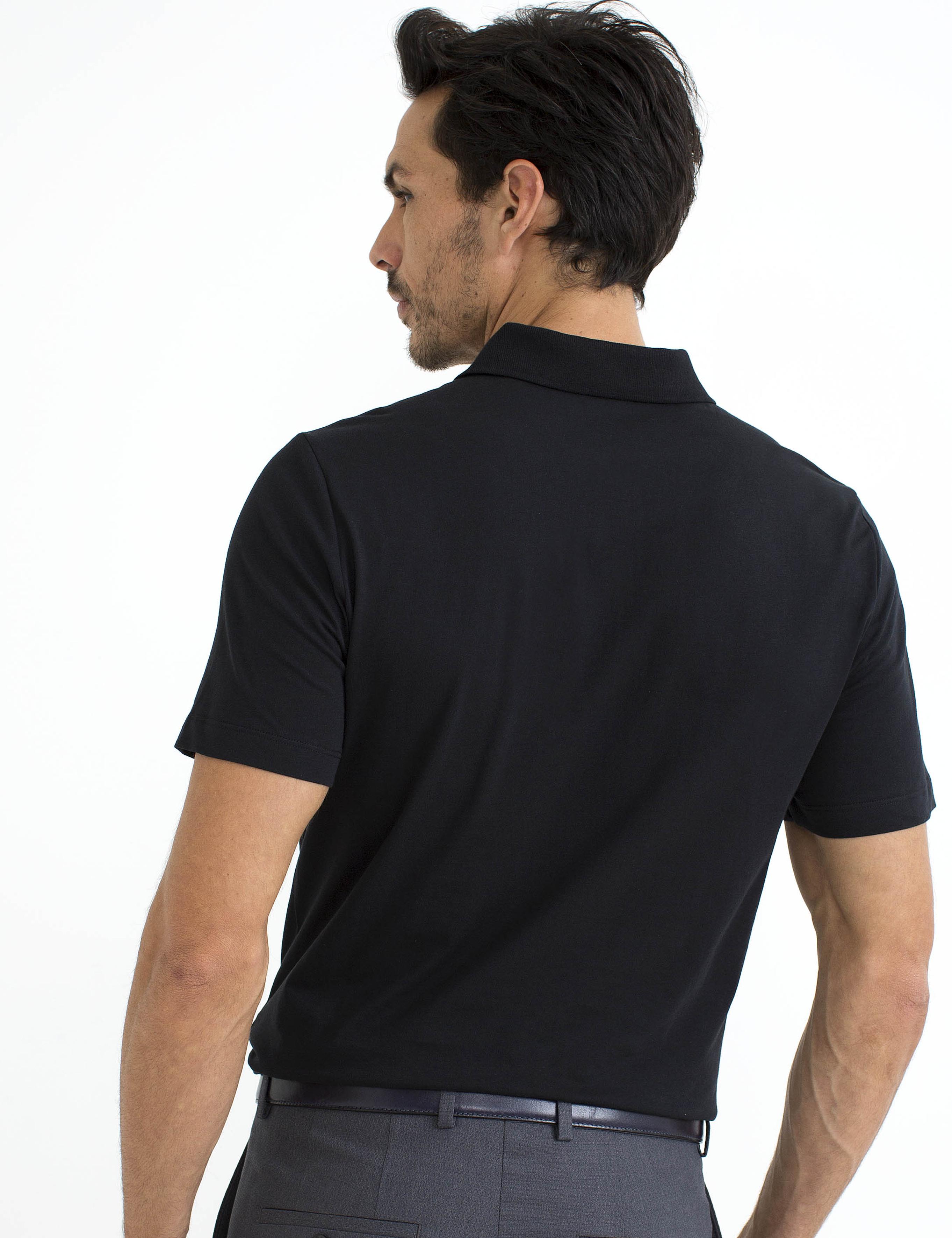 Siyah Regular Fit Basic Polo Yaka T-Shirt