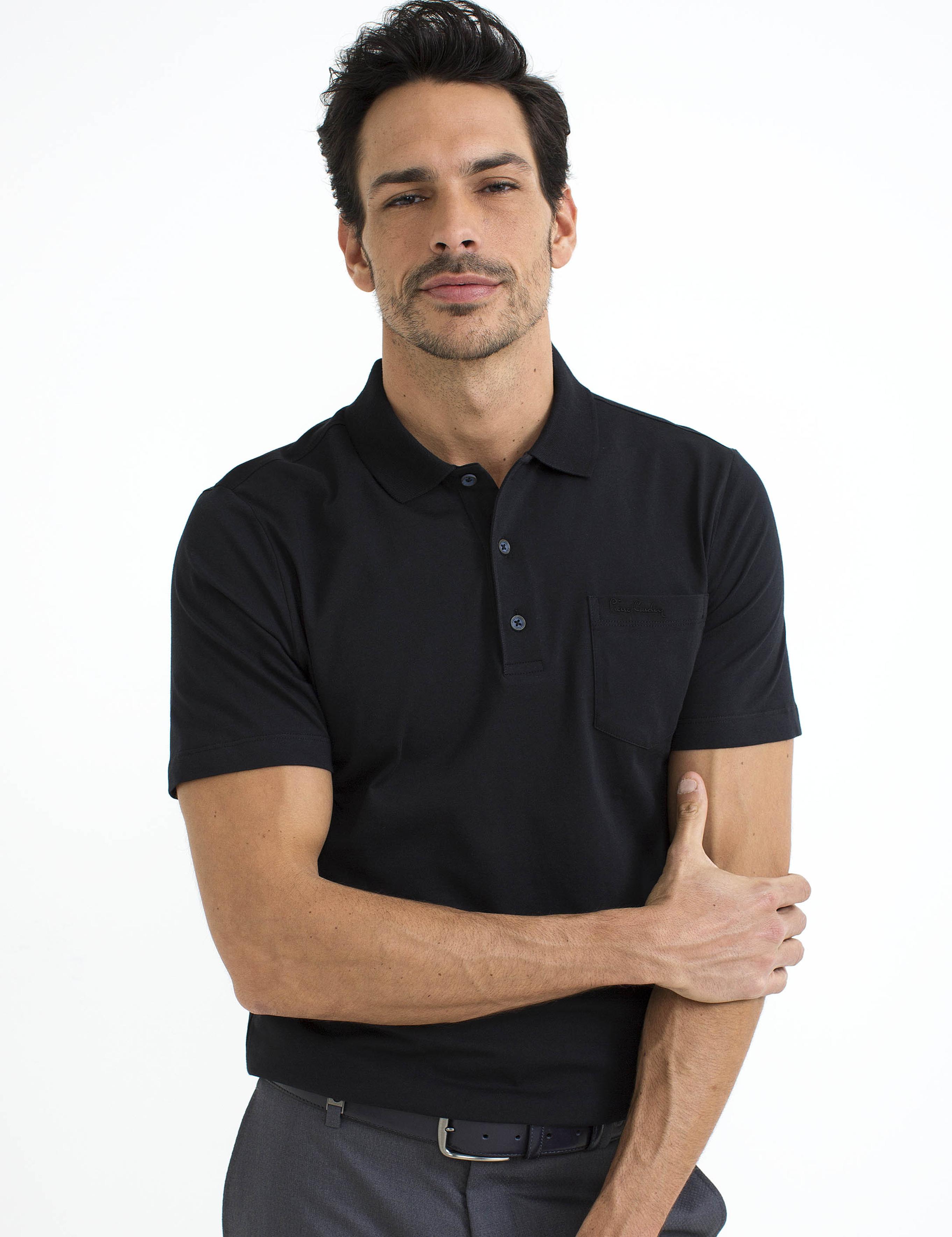 Siyah Regular Fit Basic Polo Yaka T-Shirt