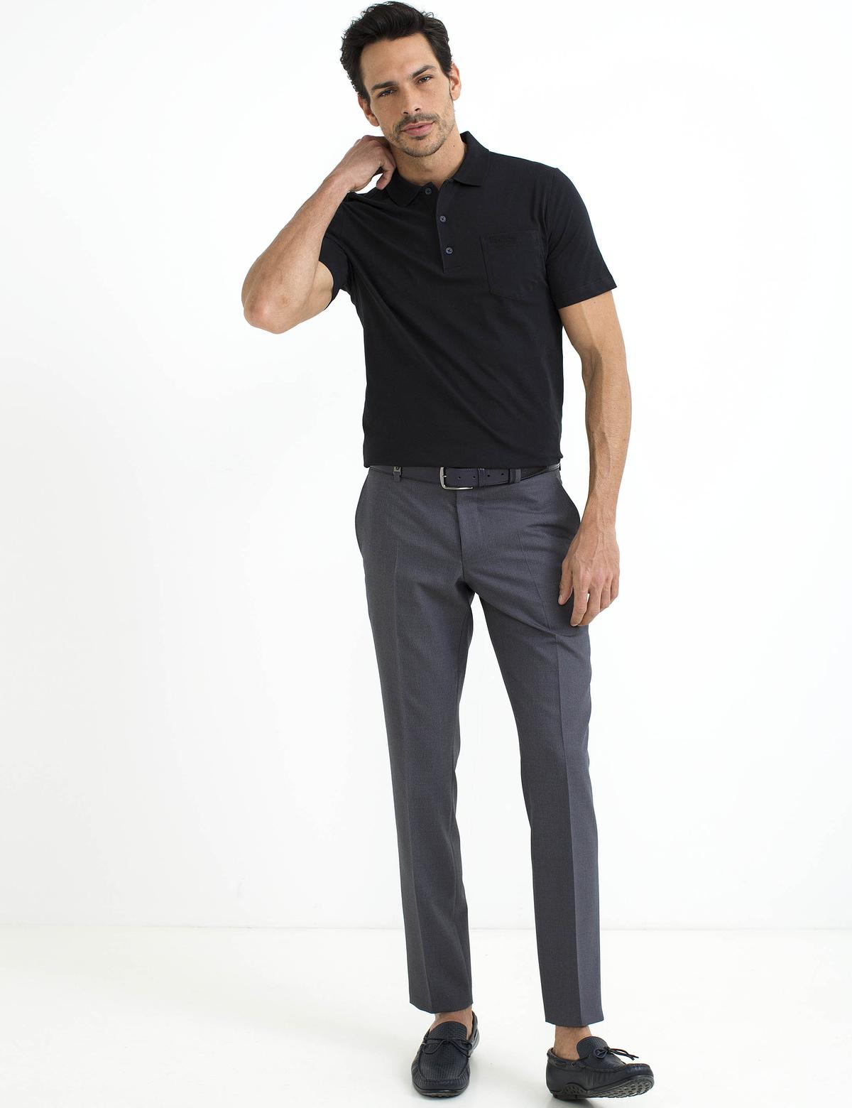 Siyah Regular Fit Basic Polo Yaka T-Shirt - 50188639010