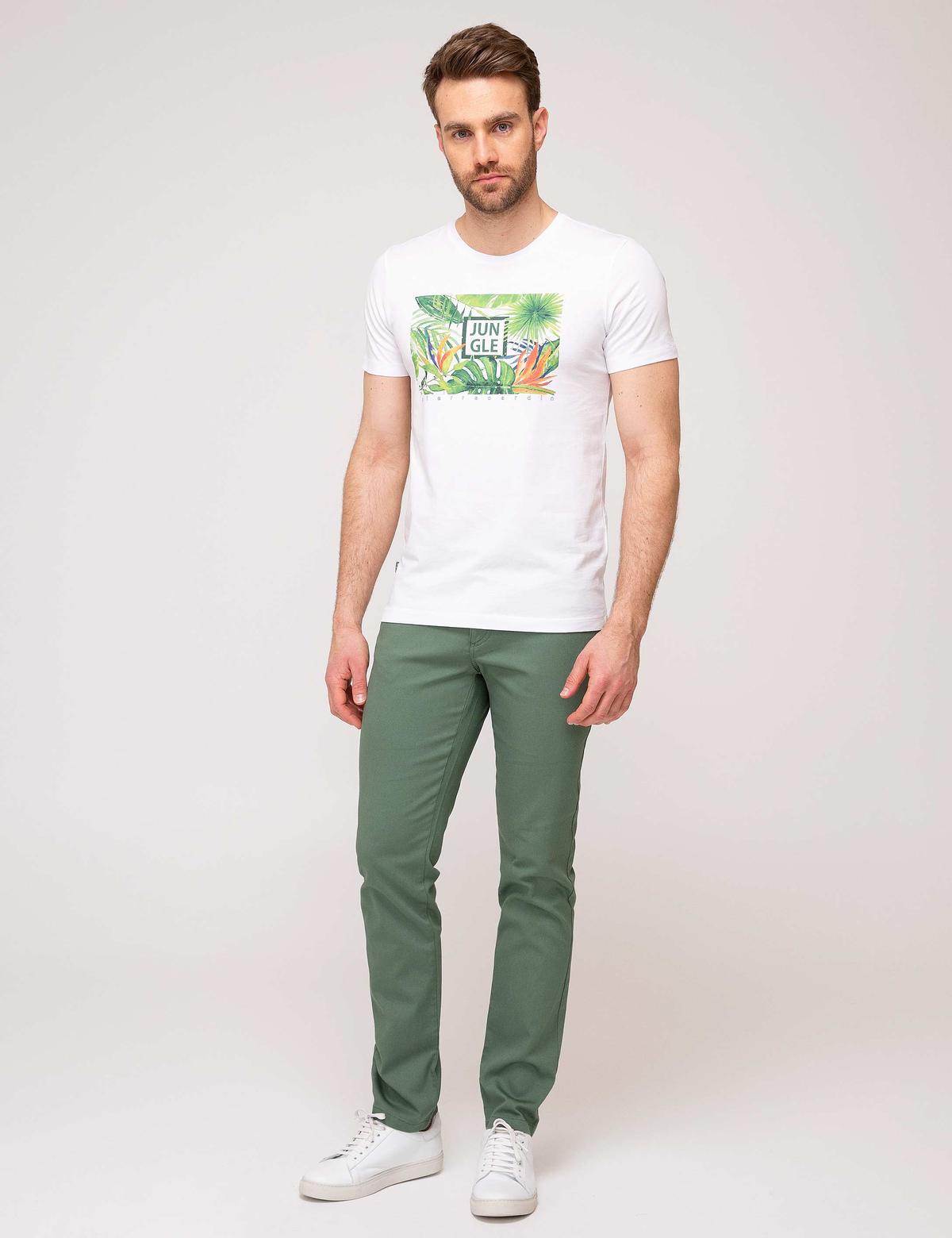 Beyaz Slim Fit Bisiklet Yaka T-Shirt - 50189503002