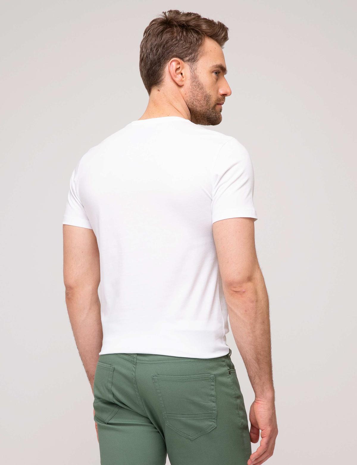 Beyaz Slim Fit Bisiklet Yaka T-Shirt - 50189503002