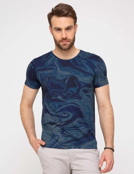 Lacivert Slim Fit Bisiklet Yaka T-Shirt - 50189507007