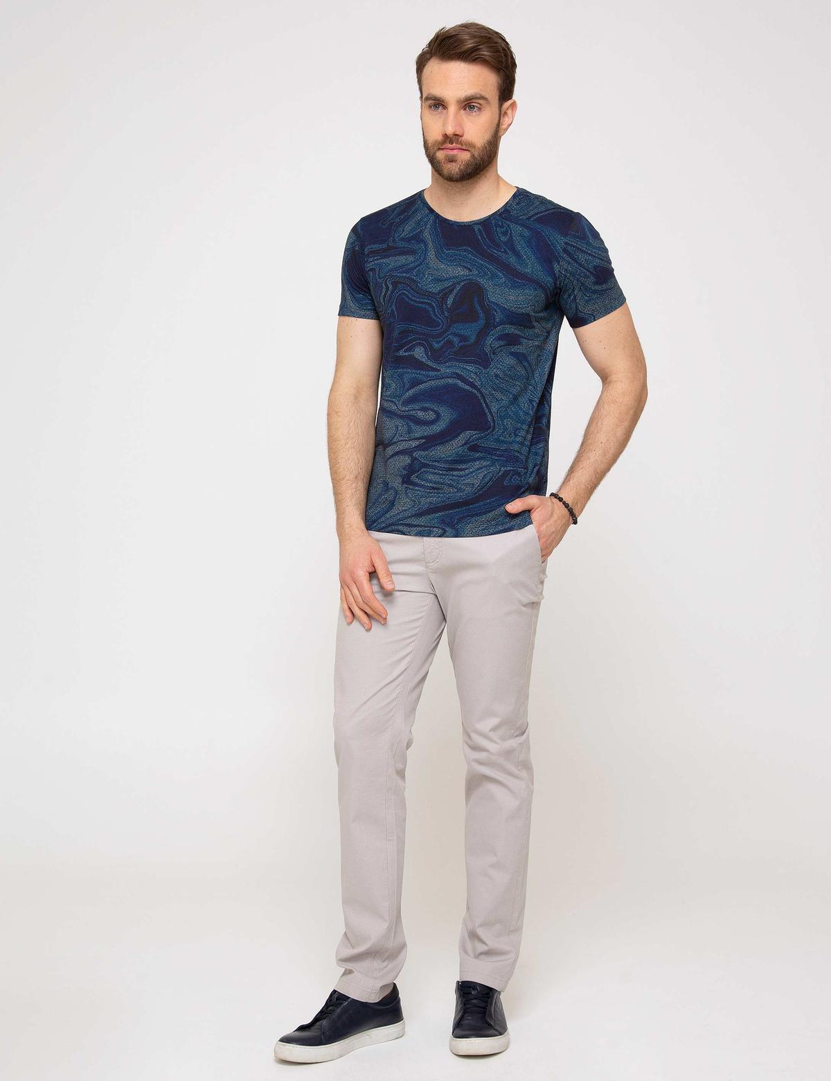 Lacivert Slim Fit Bisiklet Yaka T-Shirt