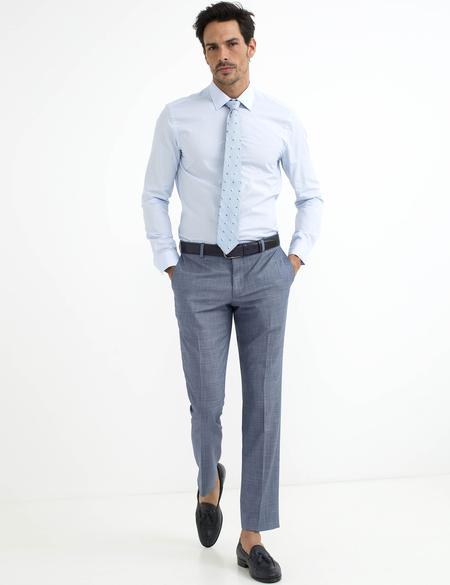 Açık Mavi Slim Fit Uzun Kollu Basic Gömlek - 50189517001