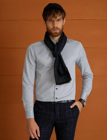Açık Gri Slim Fit Gömlek - 50194486010