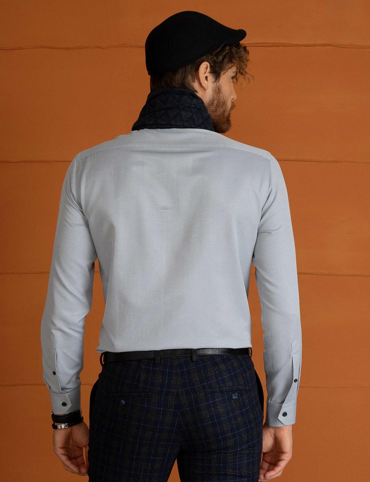 Açık Gri Slim Fit Gömlek - 50194486010