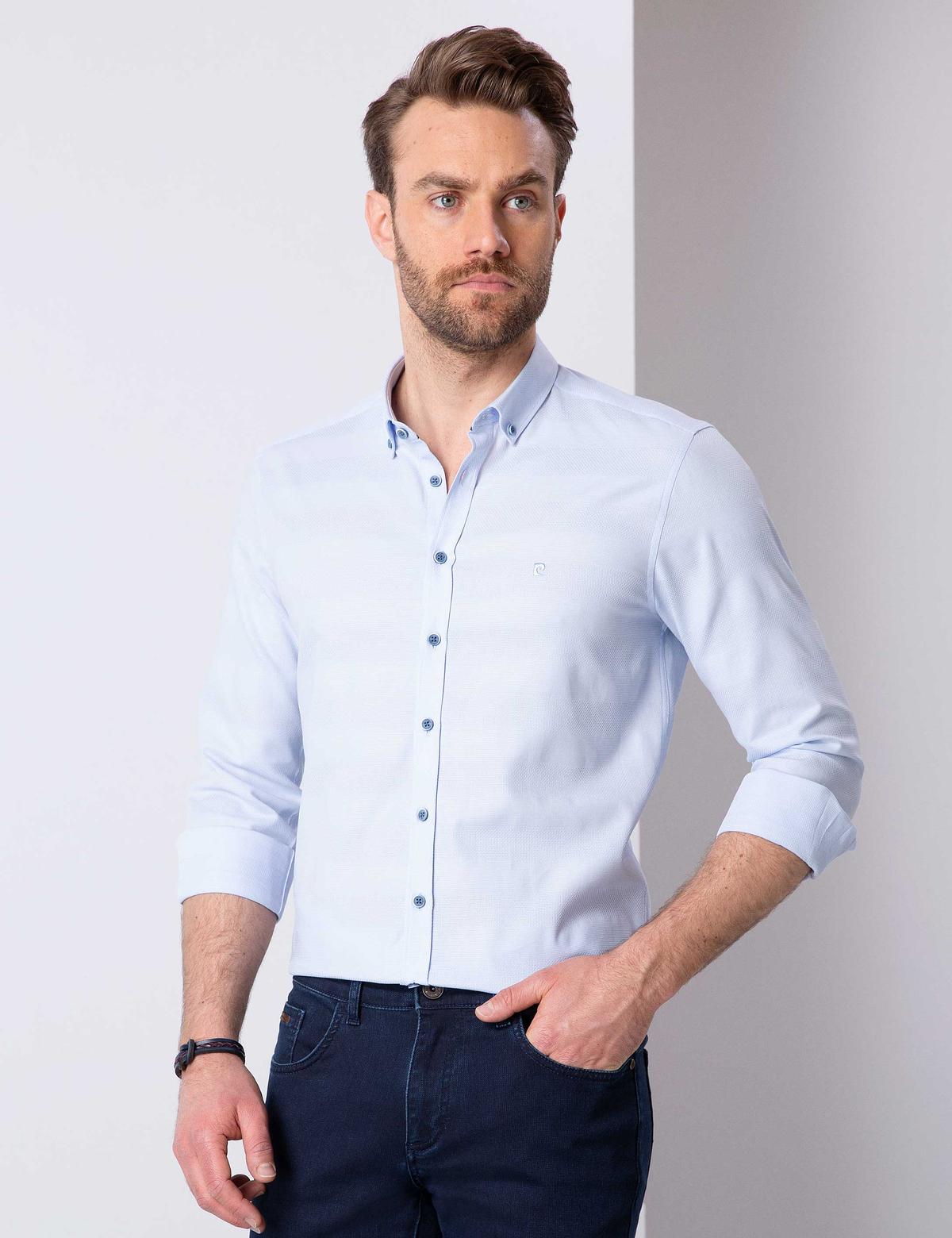 Açık Mavi Slim Fit Uzun Kollu Gömlek