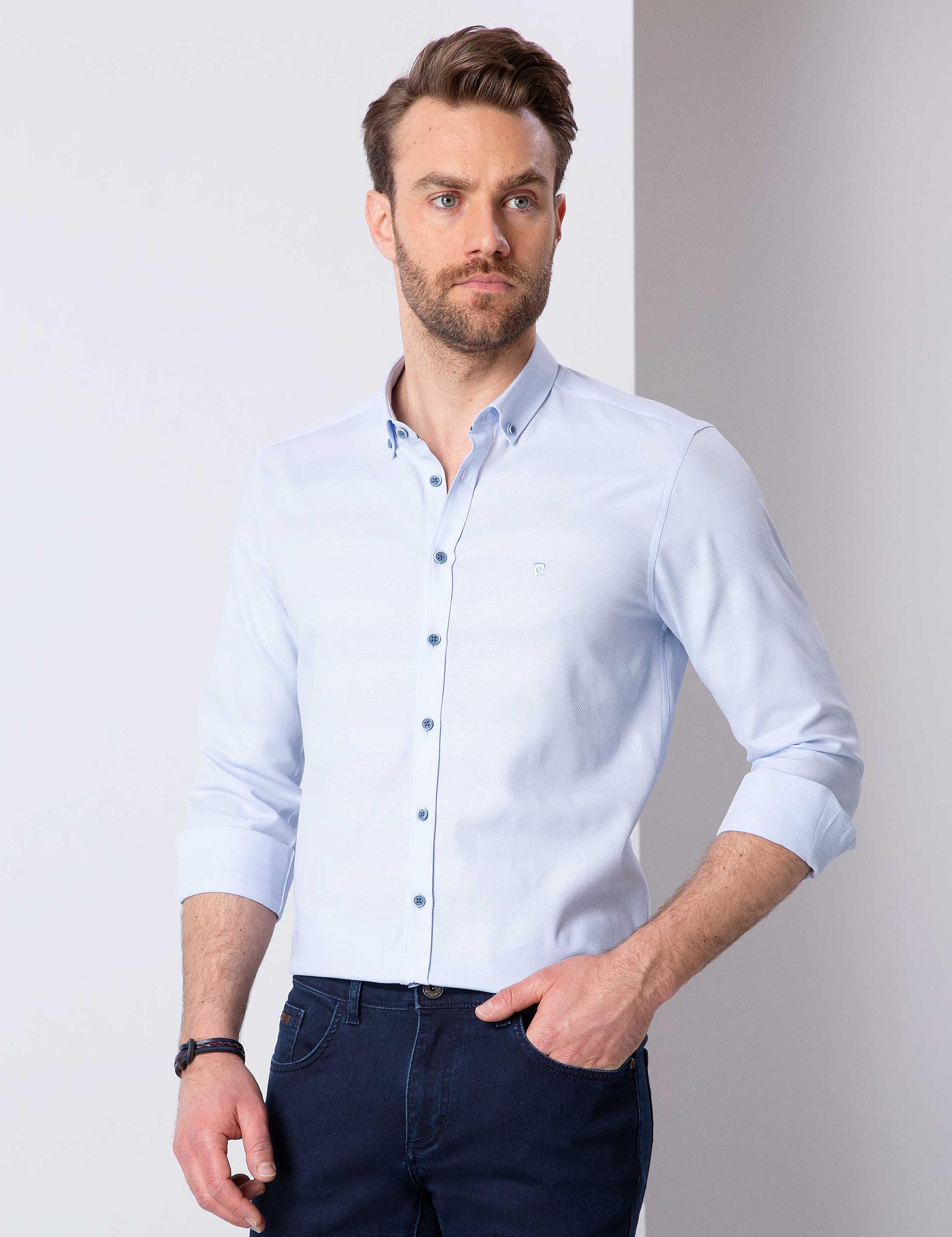 Açık Mavi Slim Fit Uzun Kollu Gömlek