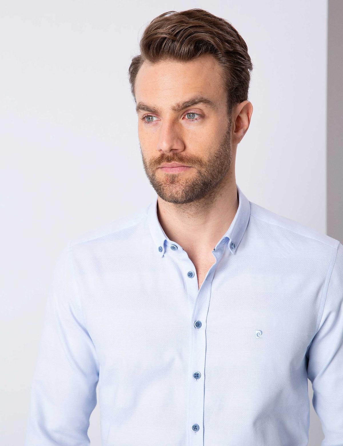 Açık Mavi Slim Fit Uzun Kollu Gömlek - 50203472016