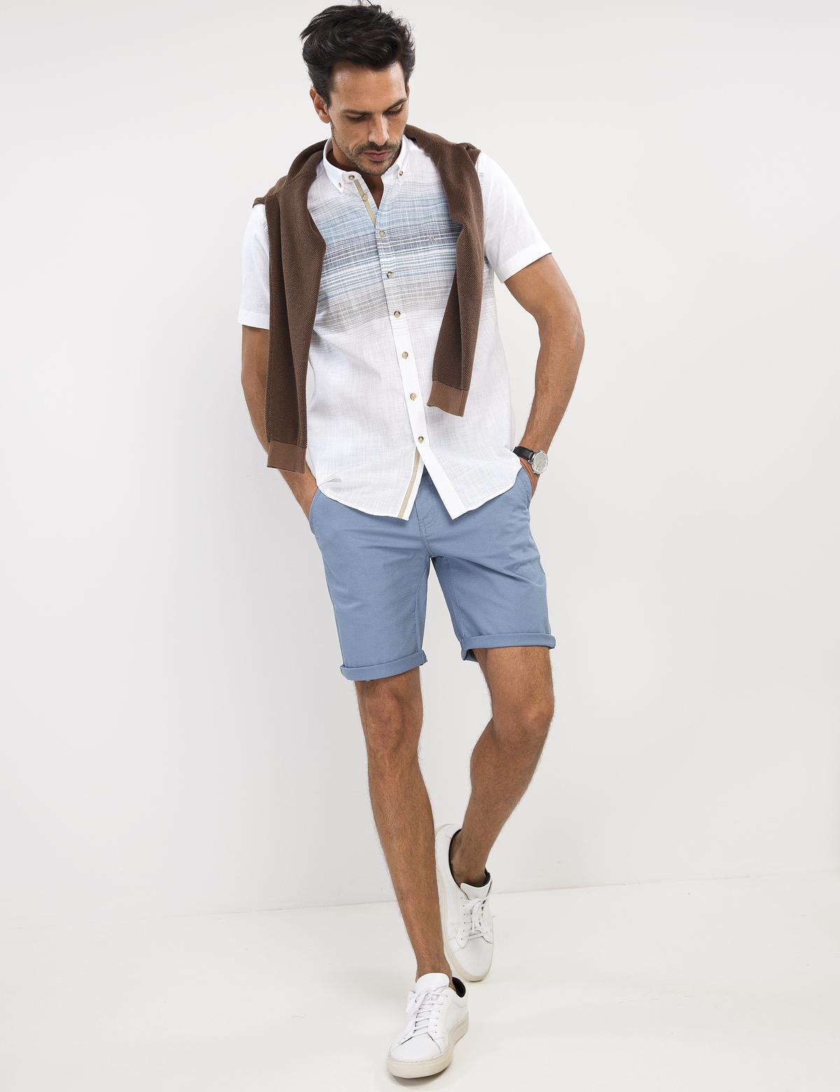 Koyu Mavi Standart Fit Bermuda Capri