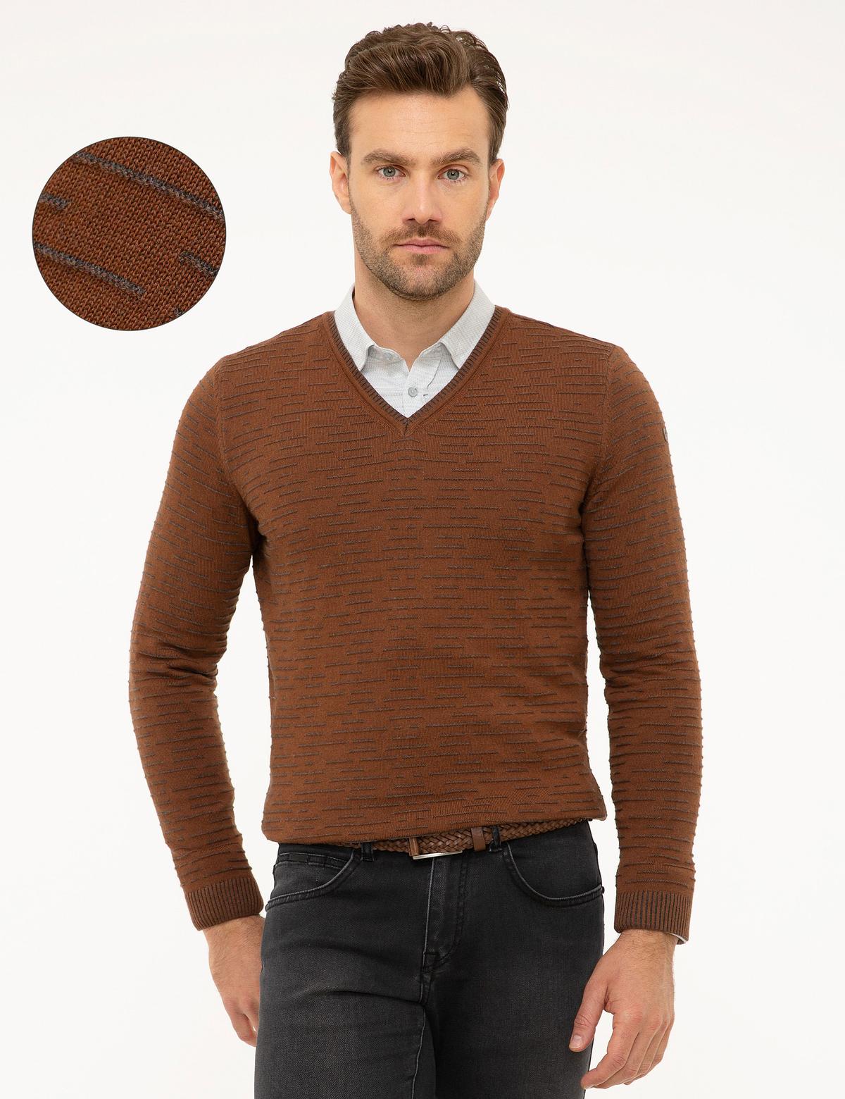 Camel Slim Fit Triko Kazak