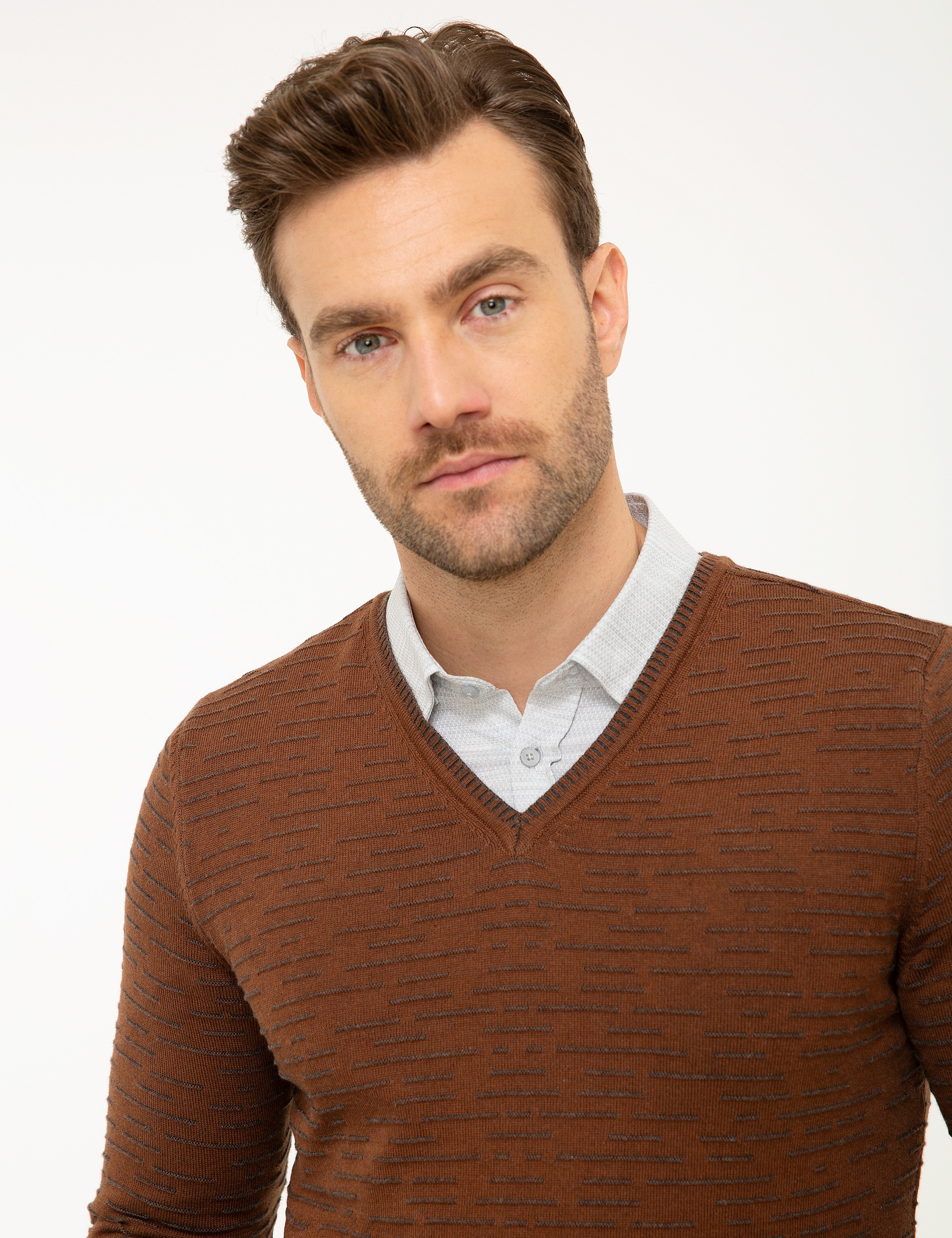 Camel Slim Fit Triko Kazak