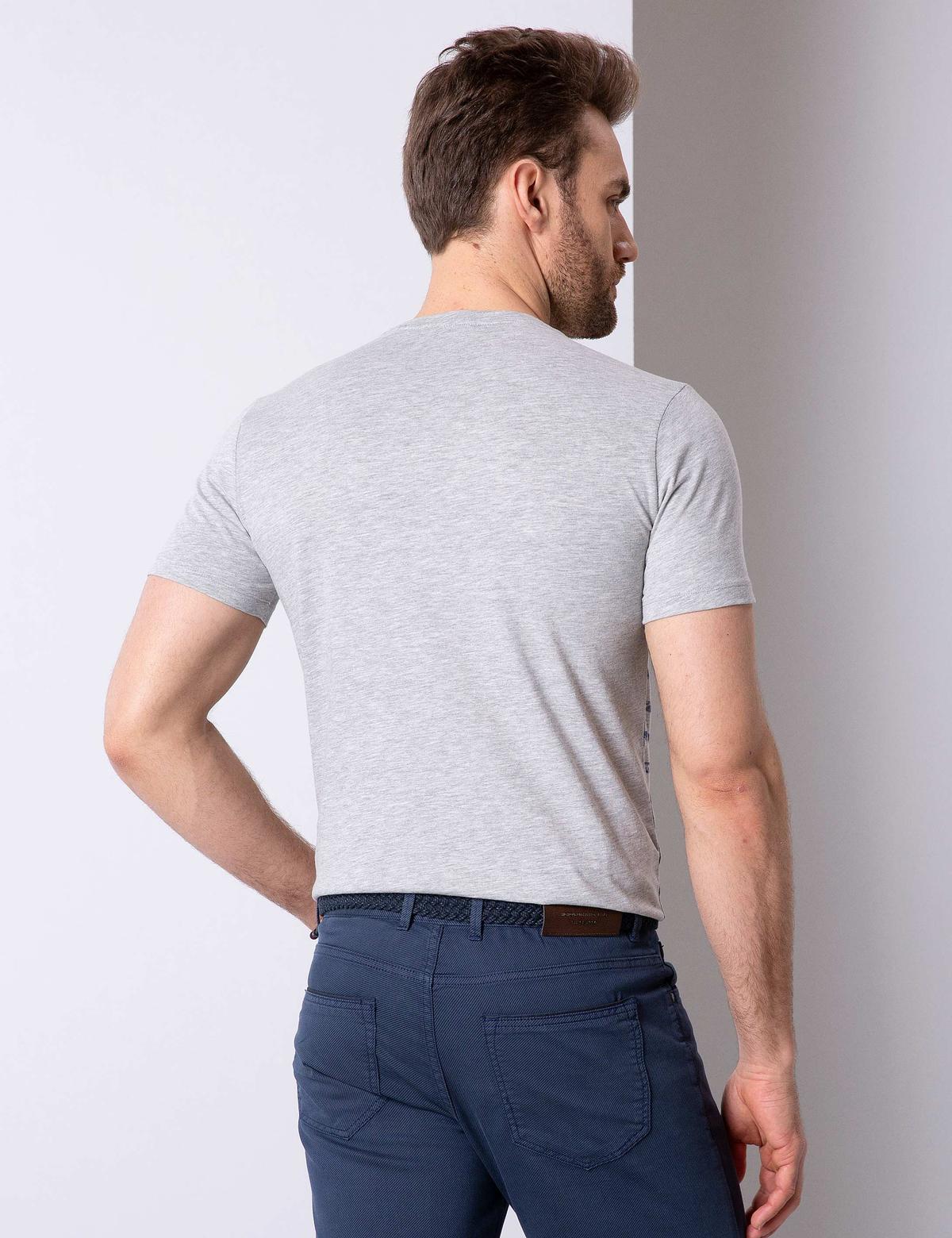 Gri Melanj Slim Fit Bisiklet Yaka T-Shirt - 50201247005