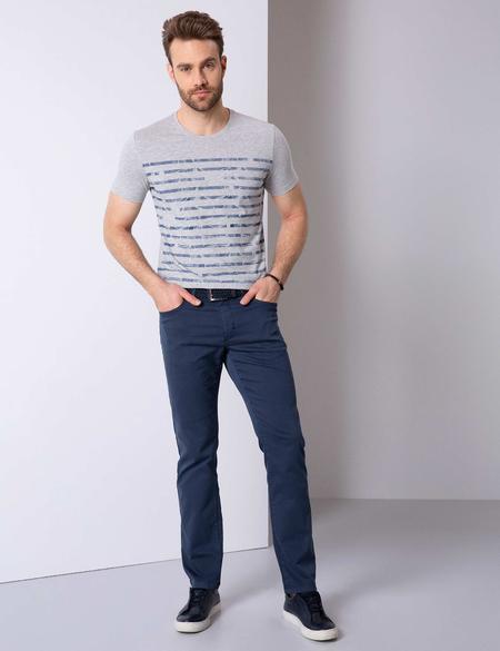 Gri Melanj Slim Fit Bisiklet Yaka T-Shirt - 50201247005