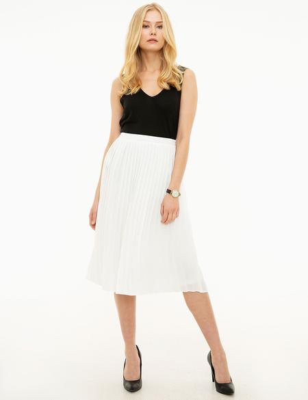 Beyaz Dokuma Etek - 50202554003