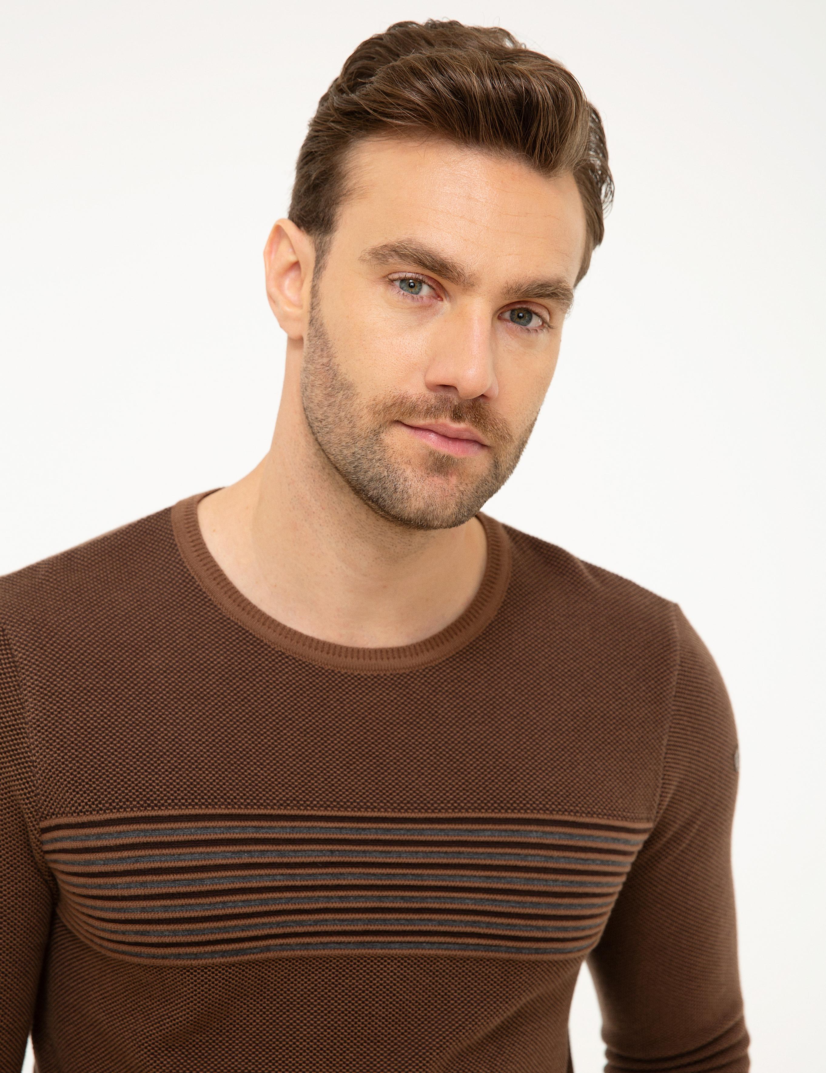 Camel Slim Fit Triko Kazak