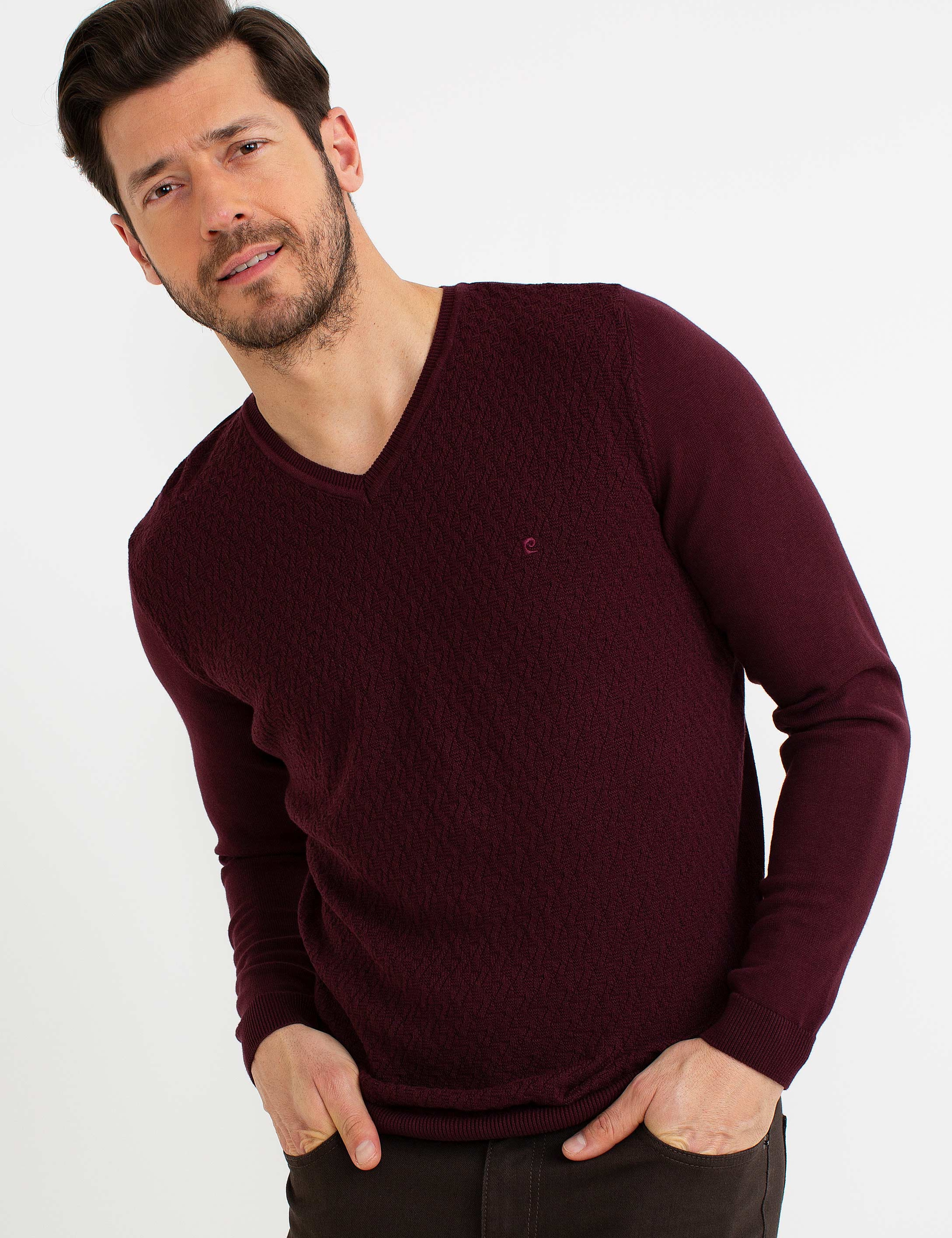 Bordo Slim Fit Triko Kazak