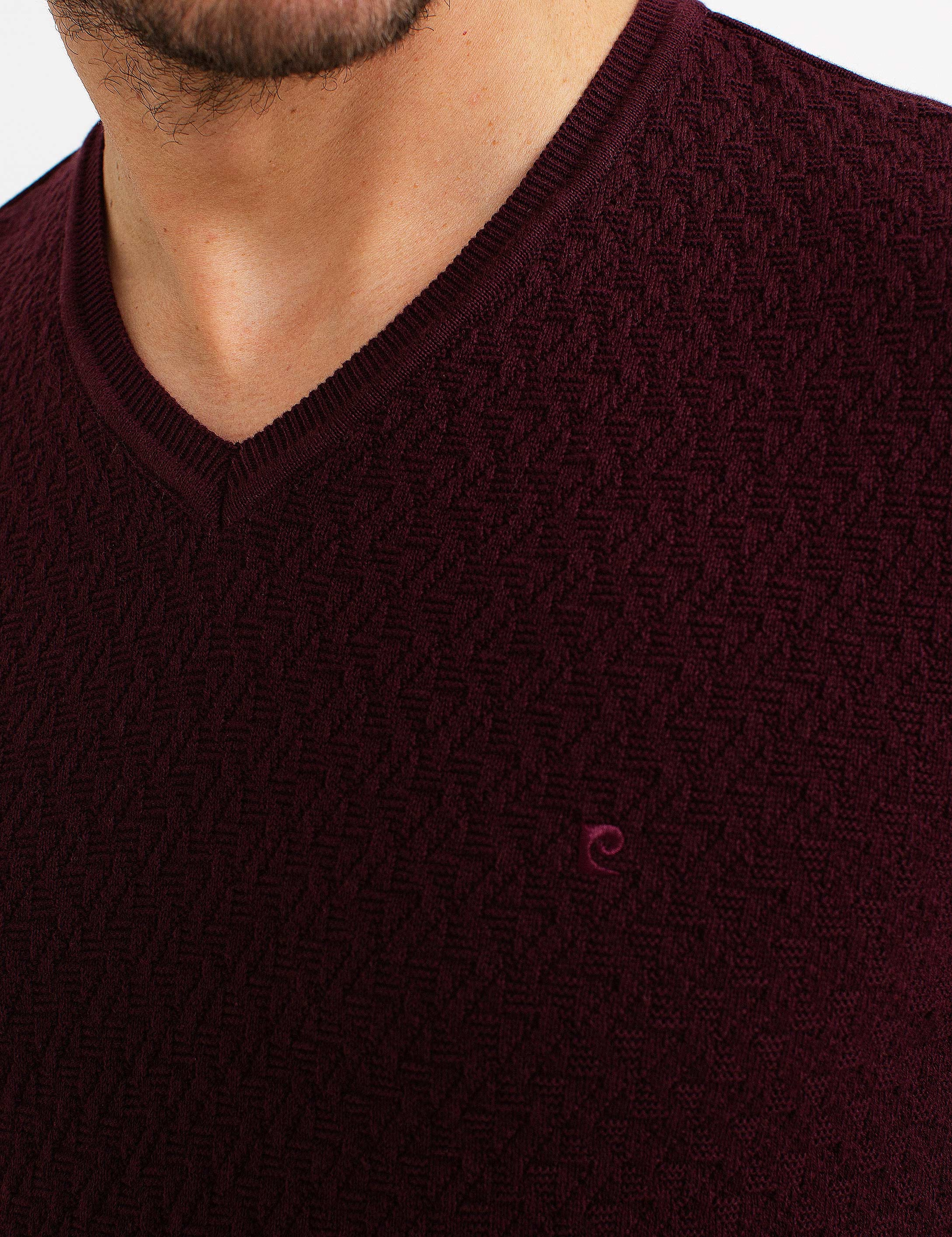 Bordo Slim Fit Triko Kazak - Image 4