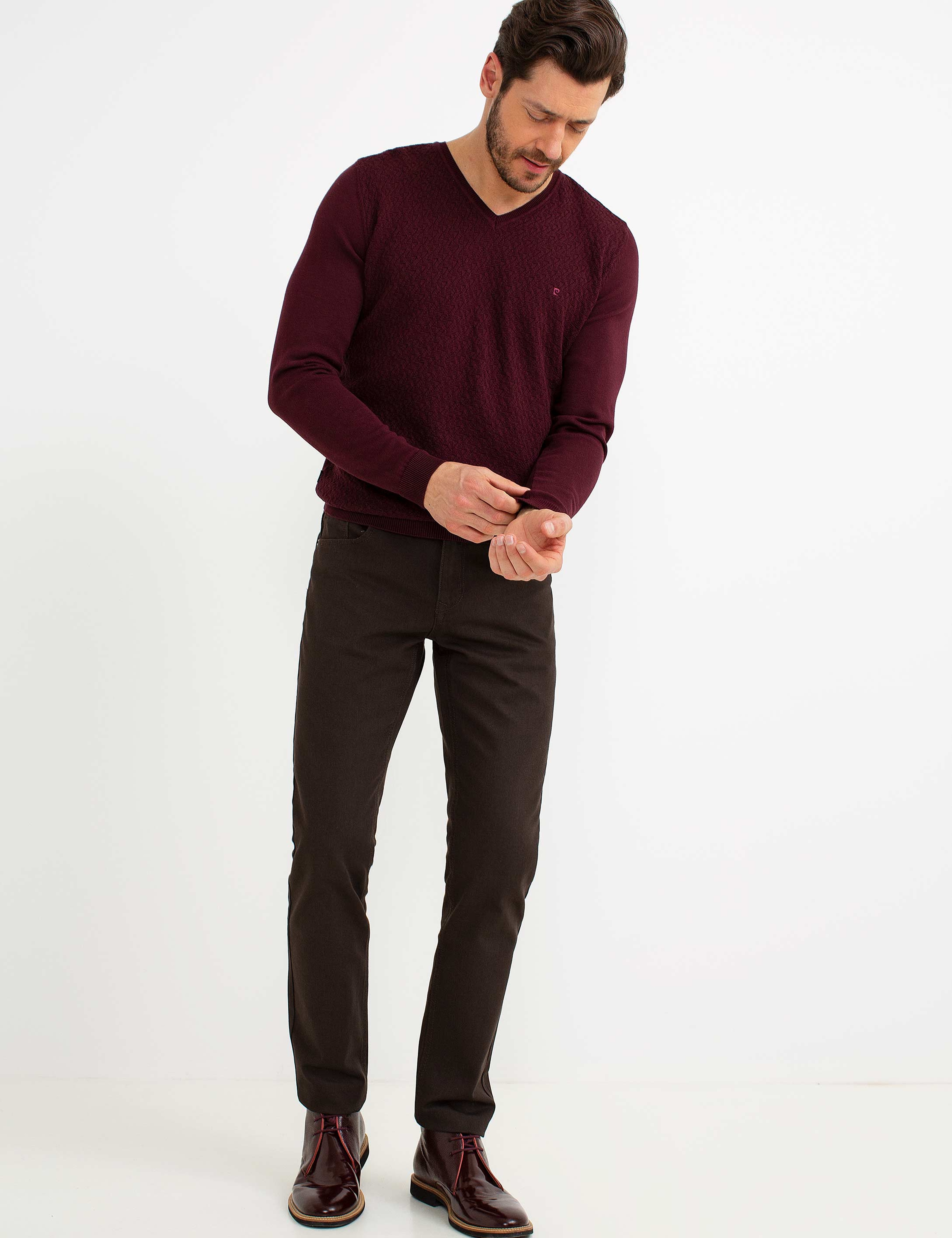 Bordo Slim Fit Triko Kazak