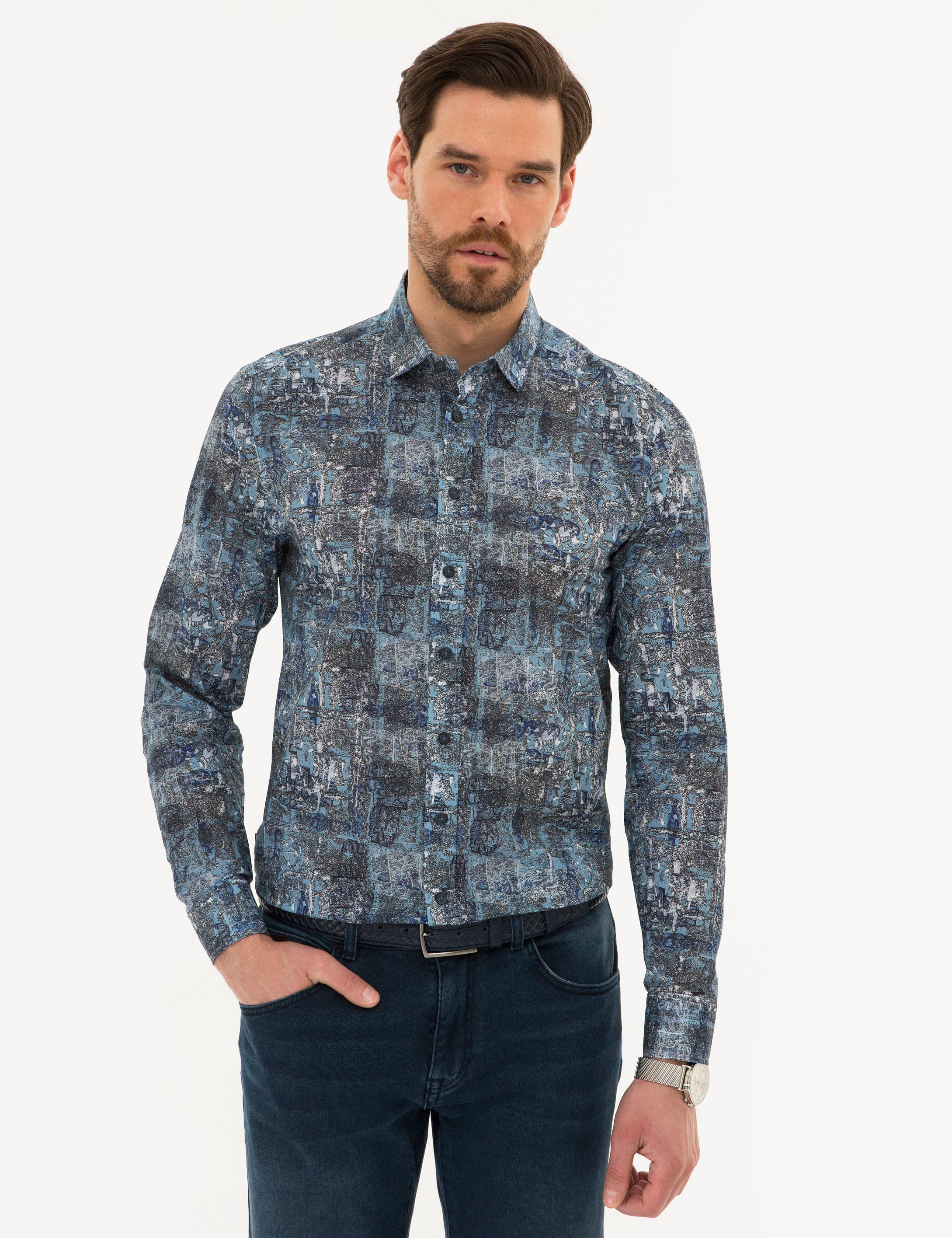 Mavi Slim Fit Gömlek