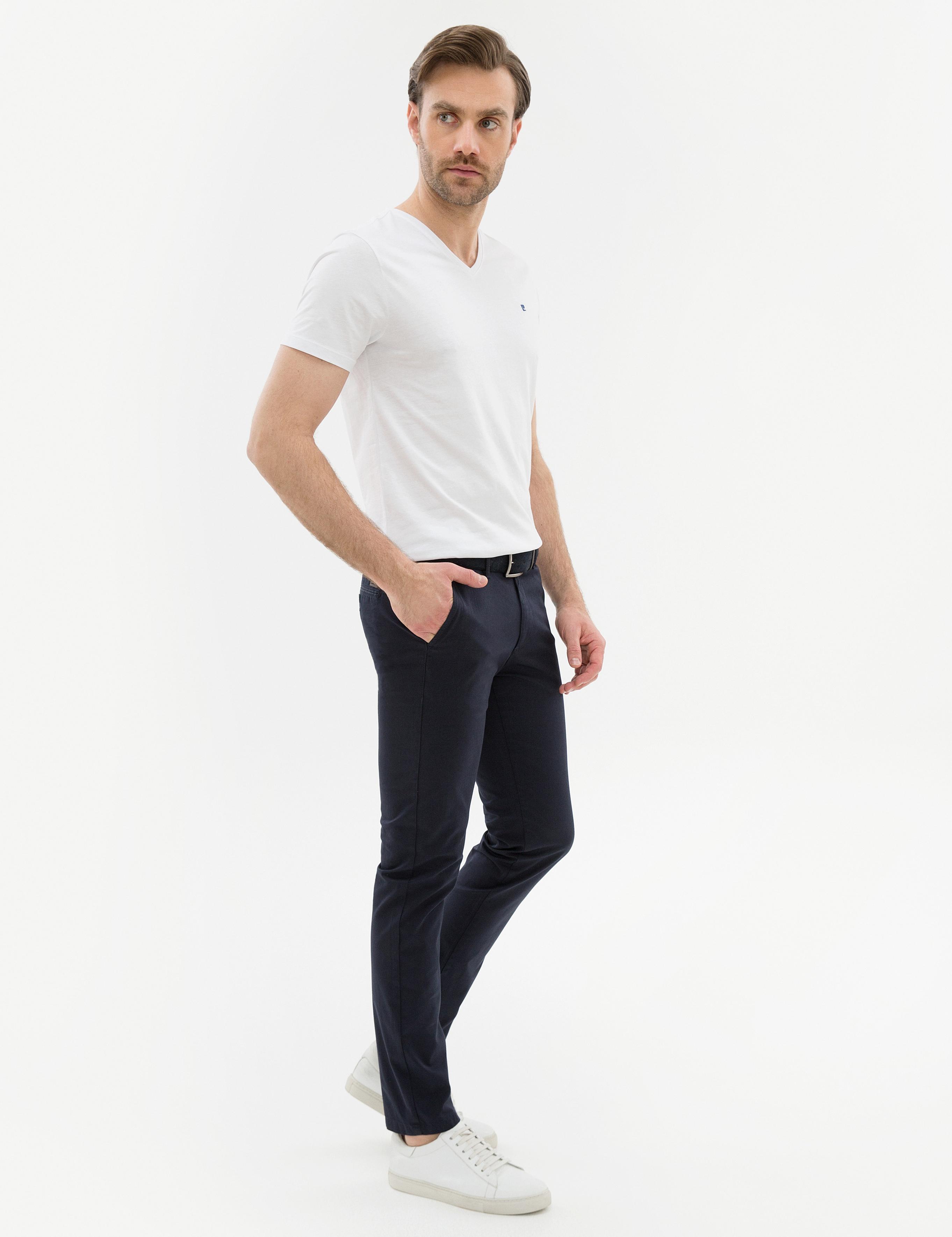 Lacivert Slim Fit Kanvas Pantolon