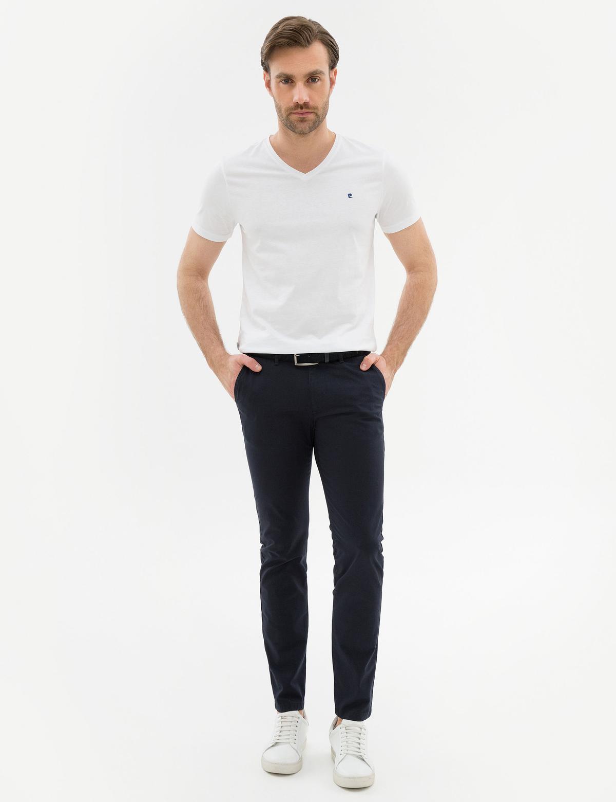 Lacivert Slim Fit Kanvas Pantolon