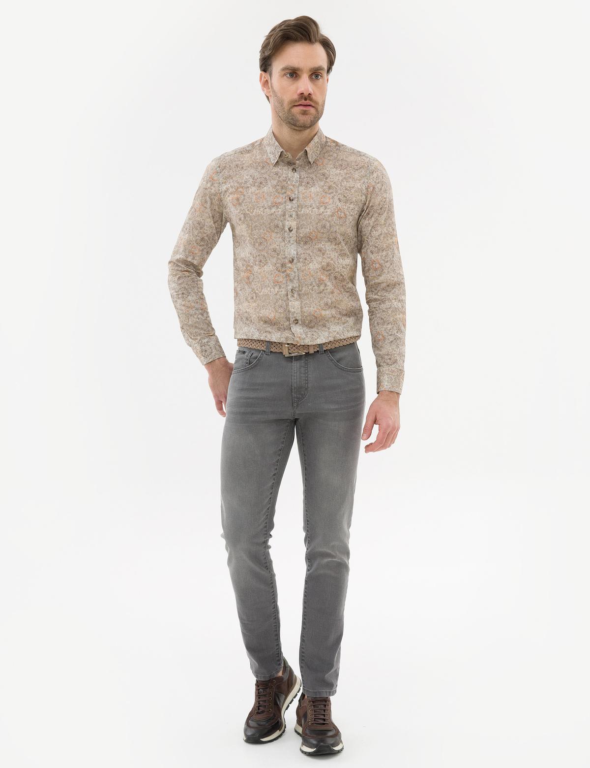 Bej Slim Fit Gömlek - 50223110001