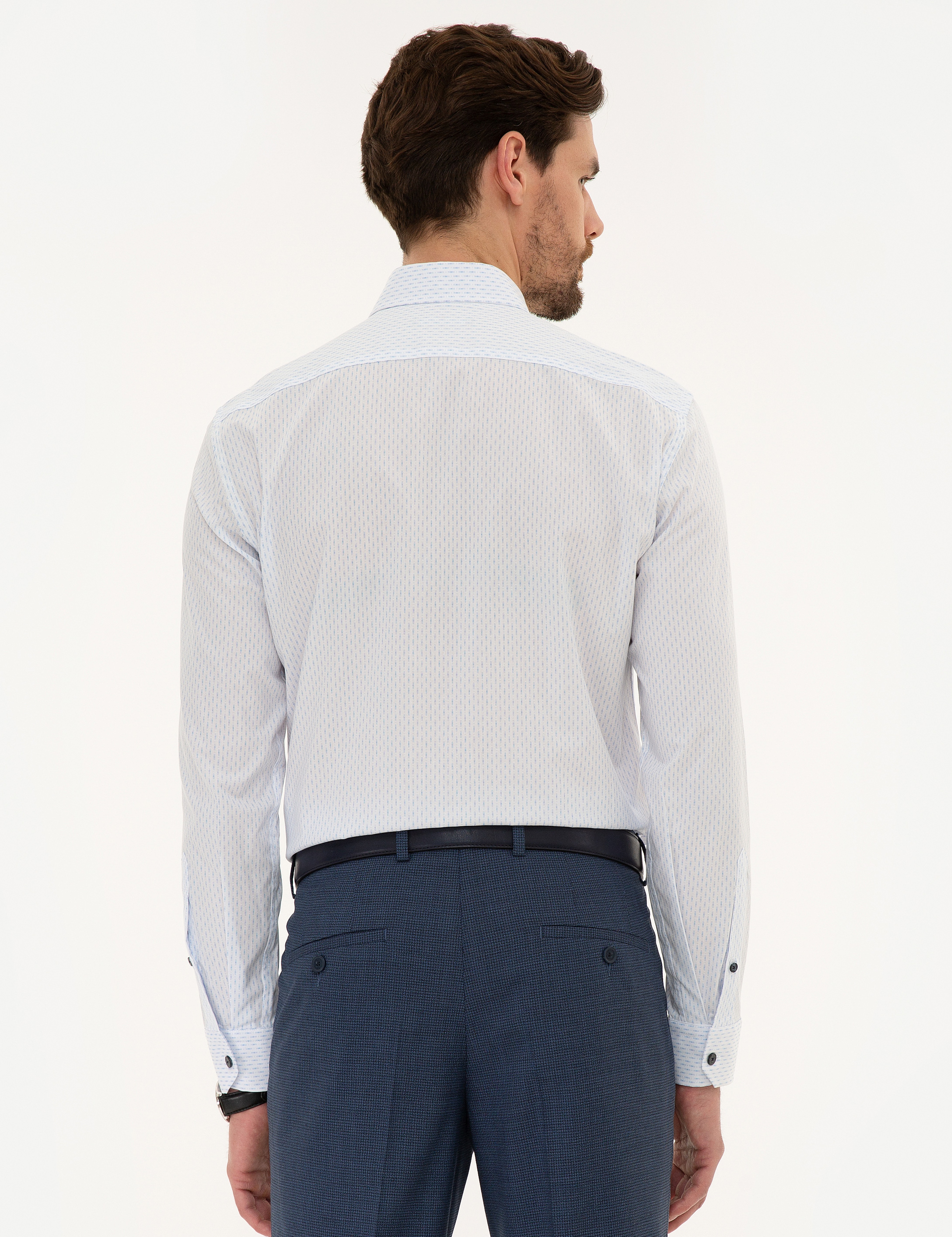 Açık Mavi Slim Fit Uzun Kollu Gömlek - Image 3