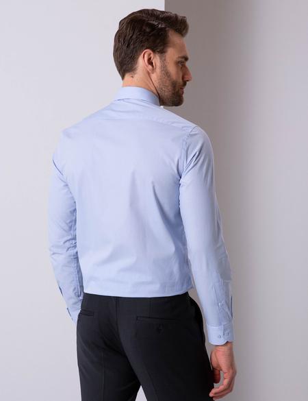 Açık Mavi Slim Fit Uzun Kollu Basic Gömlek - 50204593007
