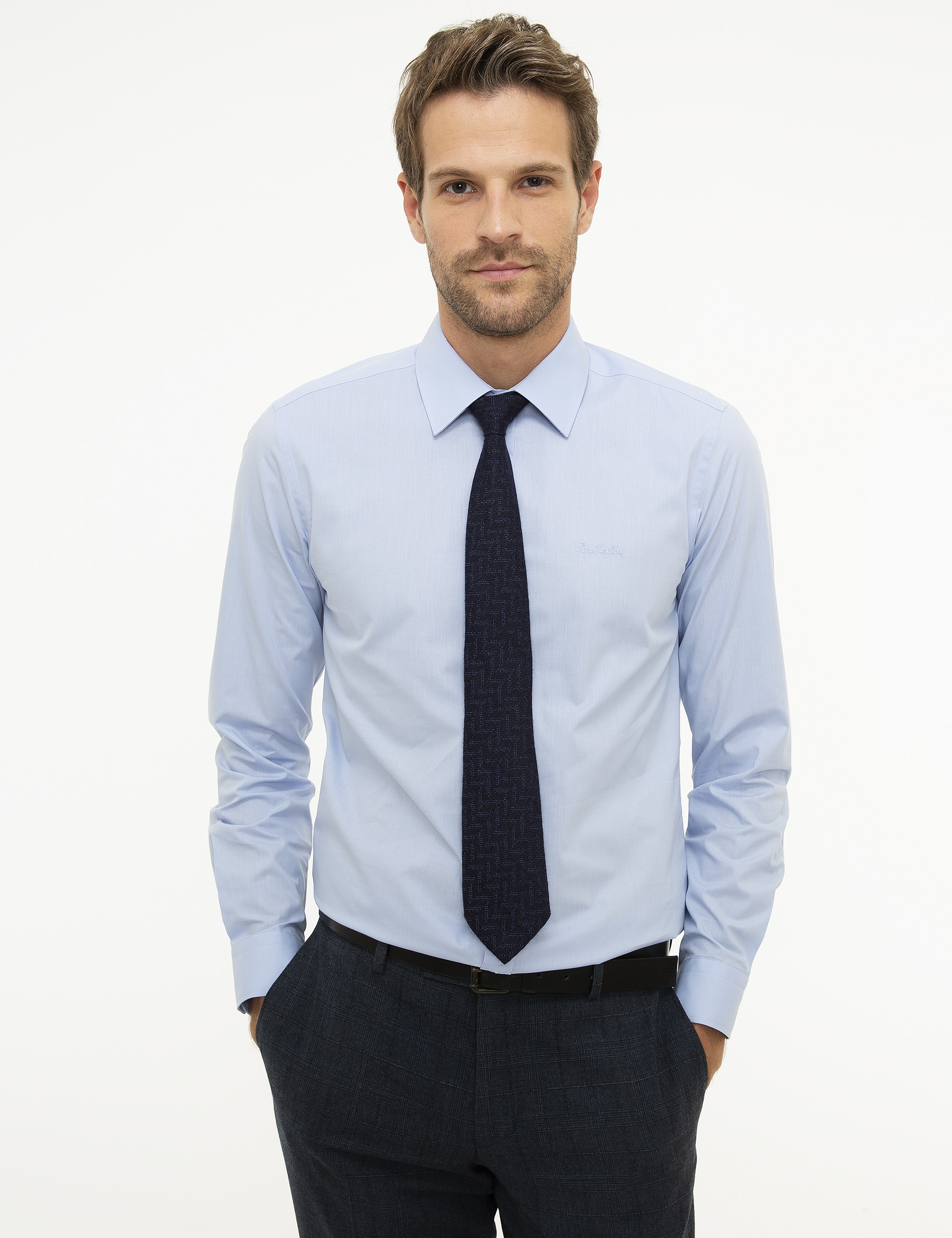 Açık Mavi Slim Fit Uzun Kollu Klasik Gömlek