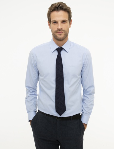 Açık Mavi Slim Fit Uzun Kollu Klasik Gömlek