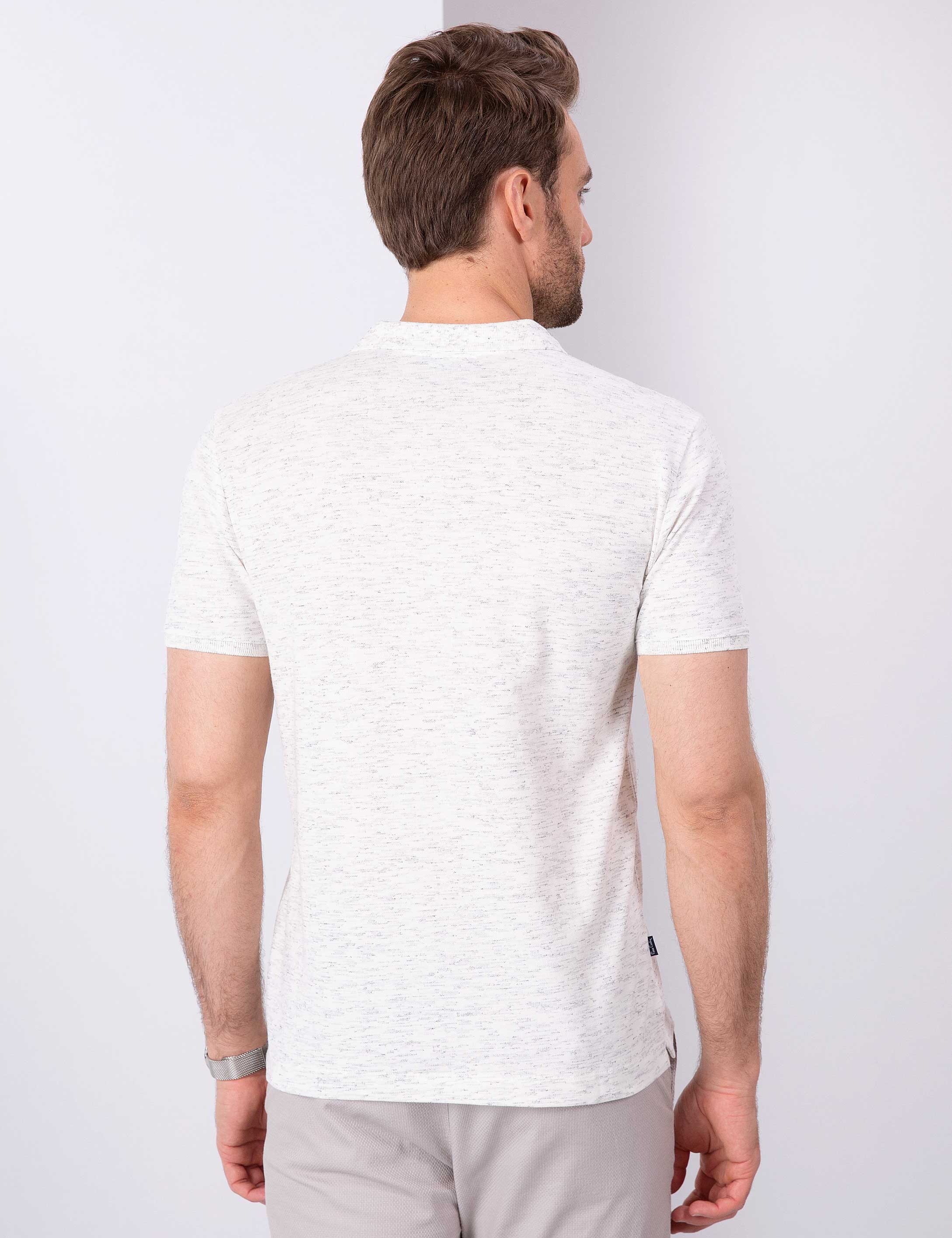 Beyaz Slim Fit Polo Yaka T-Shirt