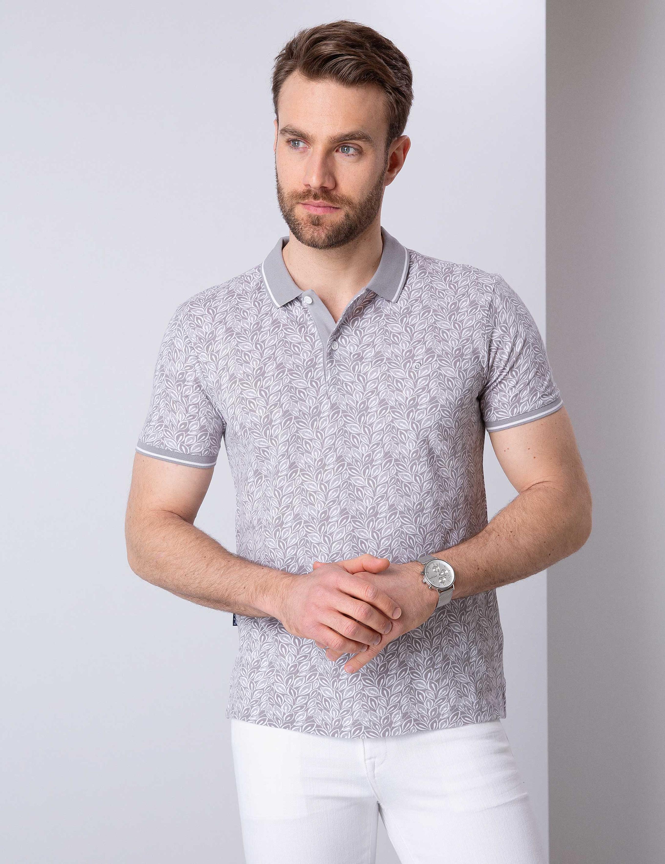 Gri Slim Fit Polo Yaka T-Shirt