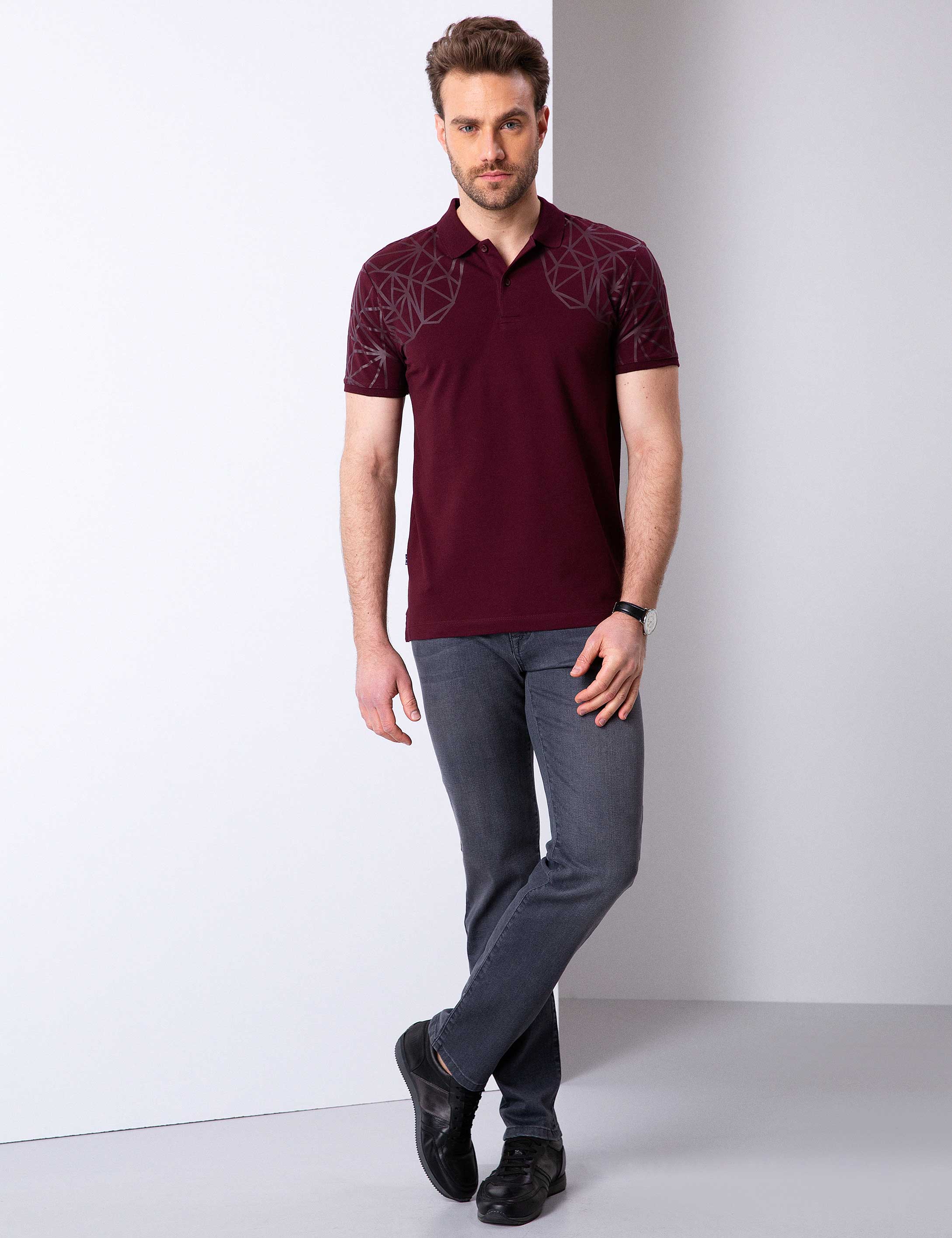 Bordo Slim Fit Tişört - 50204739006