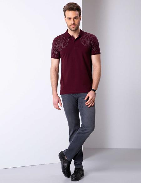 Bordo Slim Fit Tişört - 50204739006