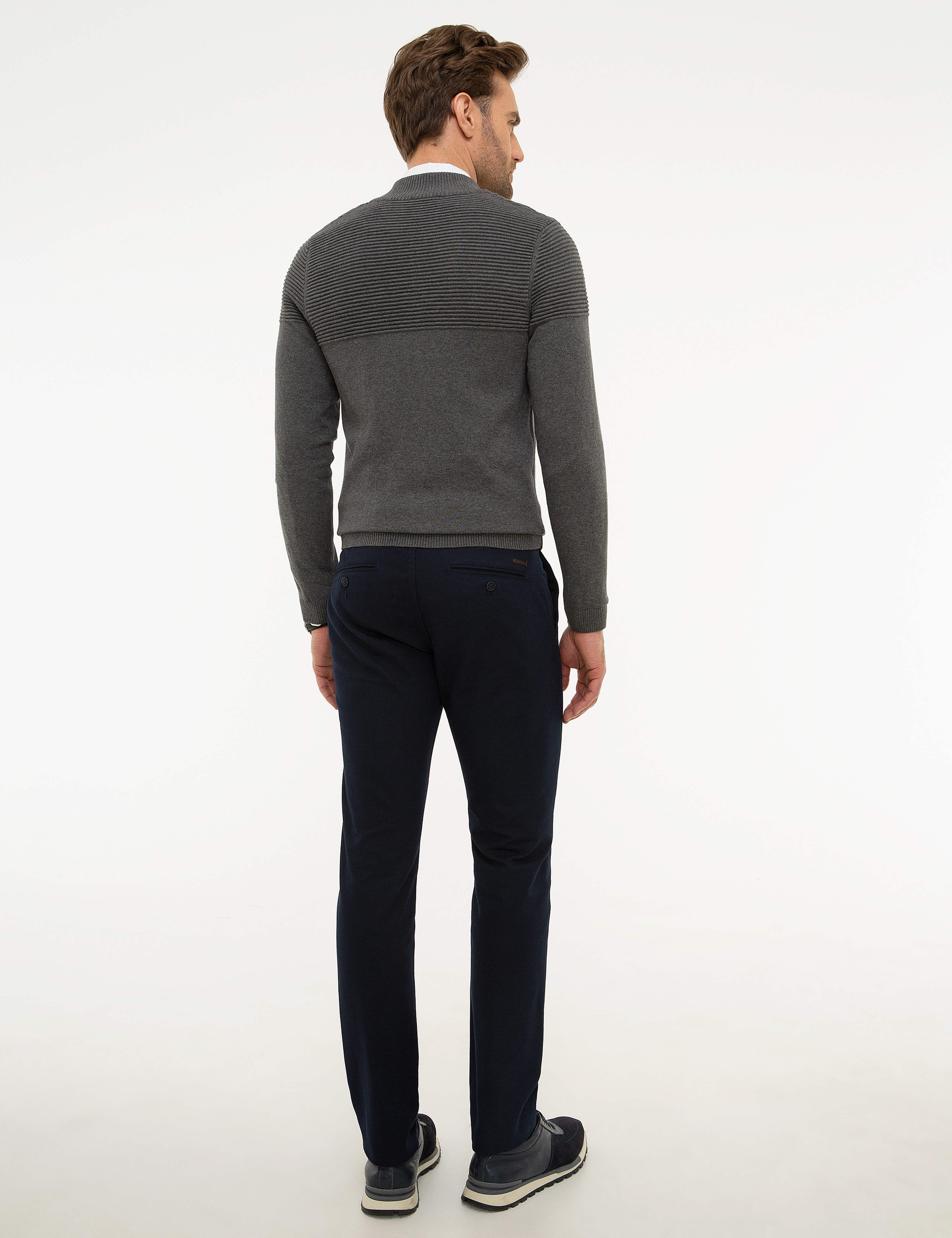 Lacivert Slim Fit Chino Pantolon - Image 3