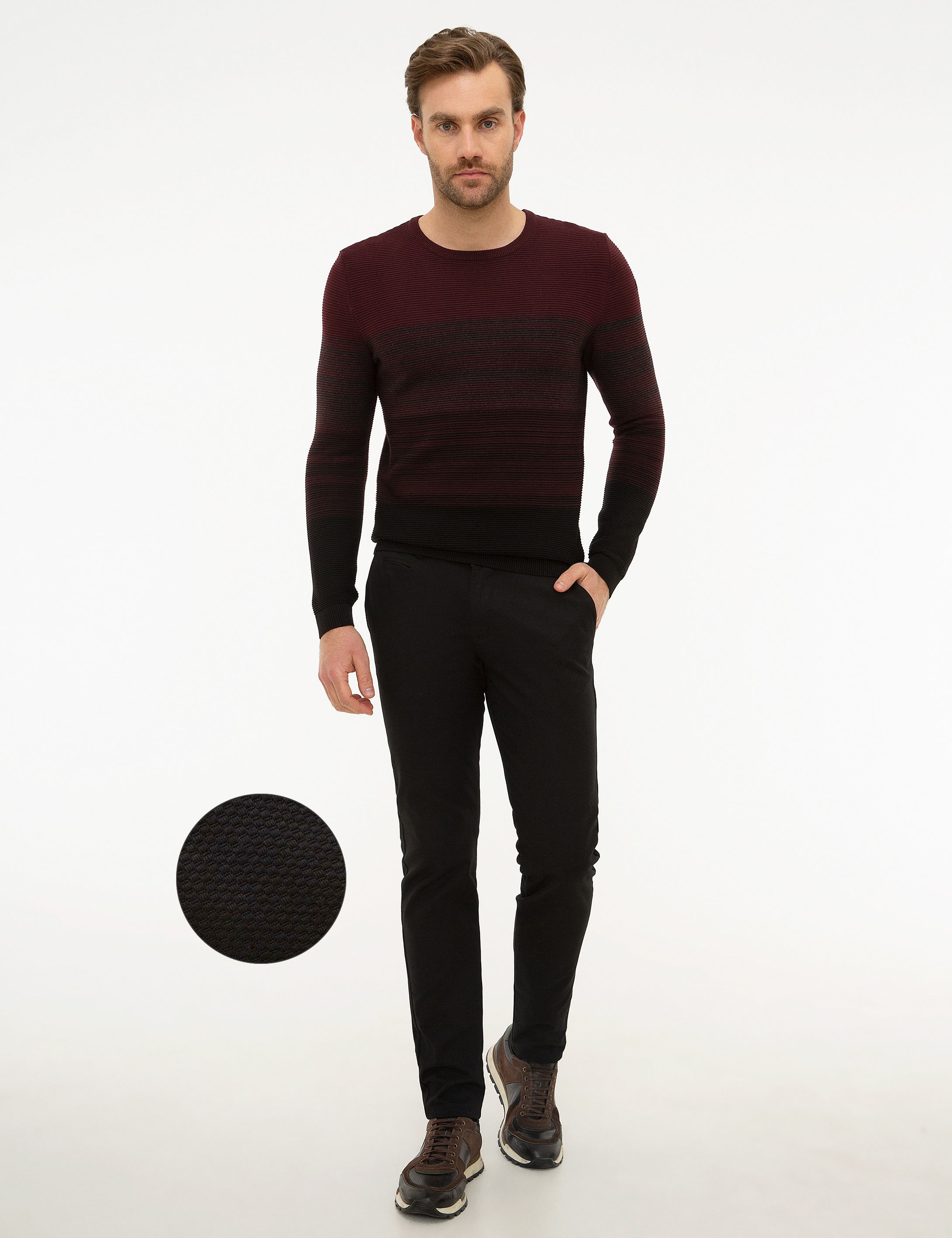 Siyah Slim Fit Kanvas Pantolon