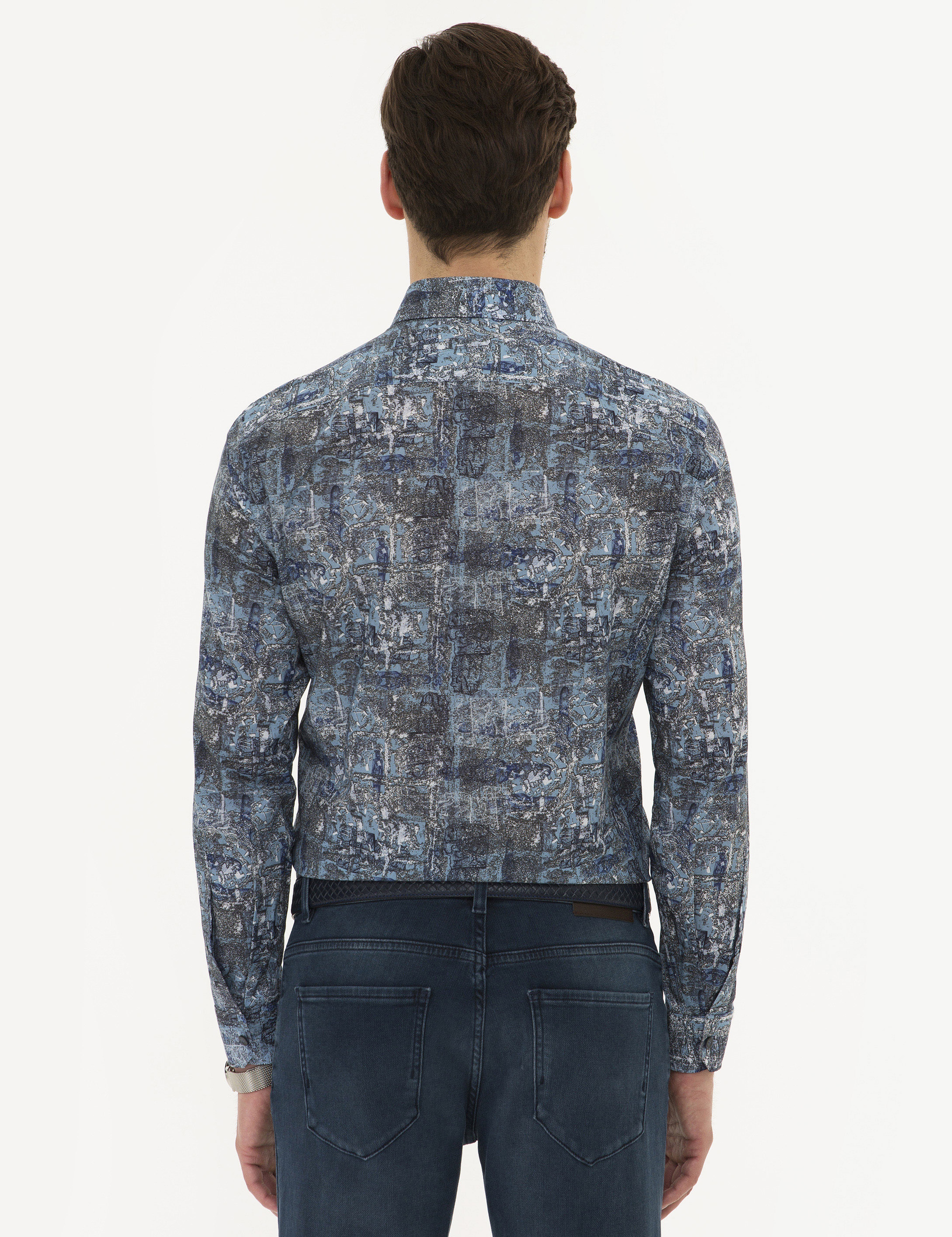 Mavi Slim Fit Gömlek - Image 3