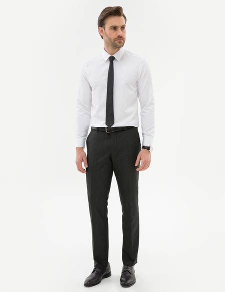 Beyaz Slim Fit Armürlü Gömlek - 50223807005