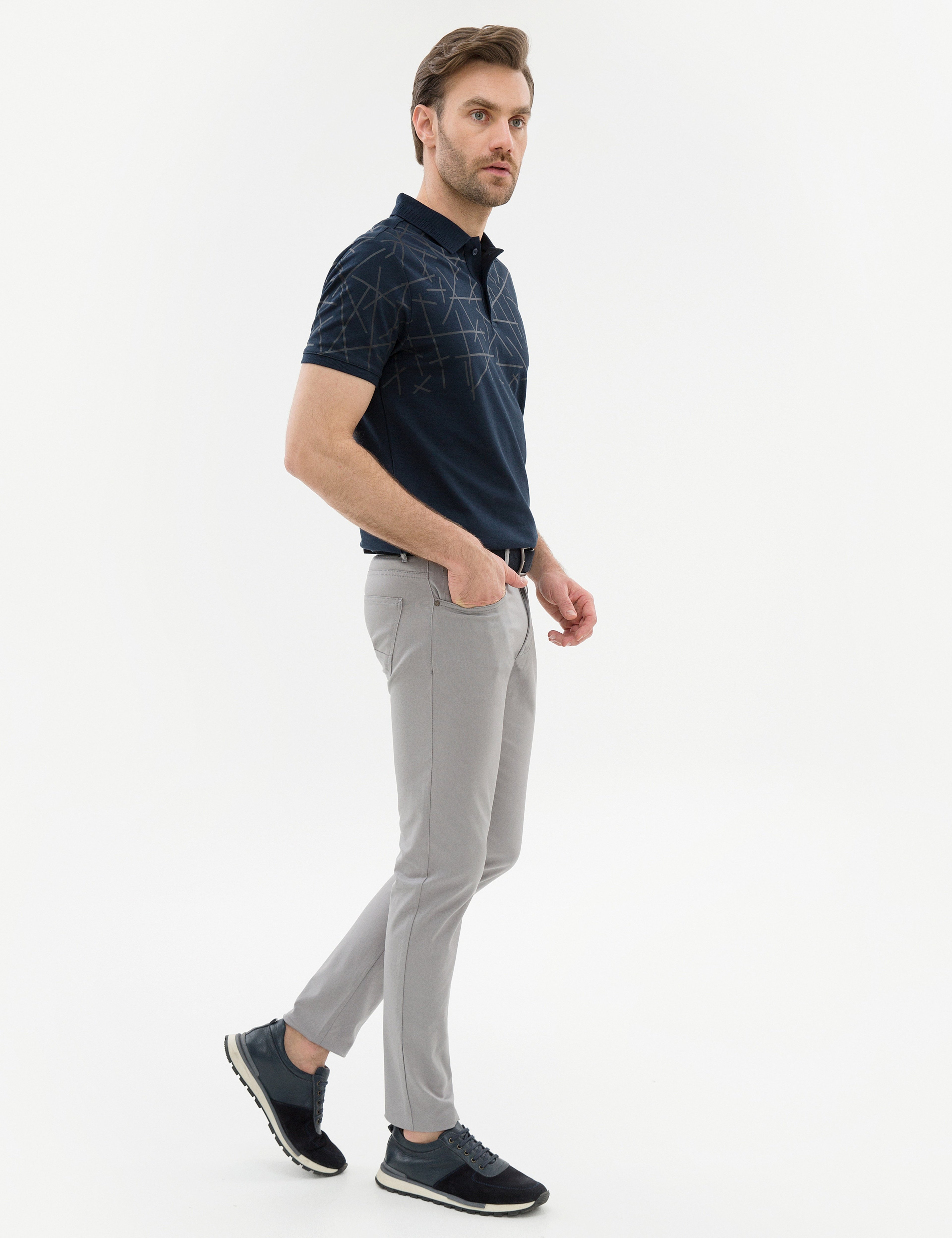 Gri Slim Fit Chino Pantolon
