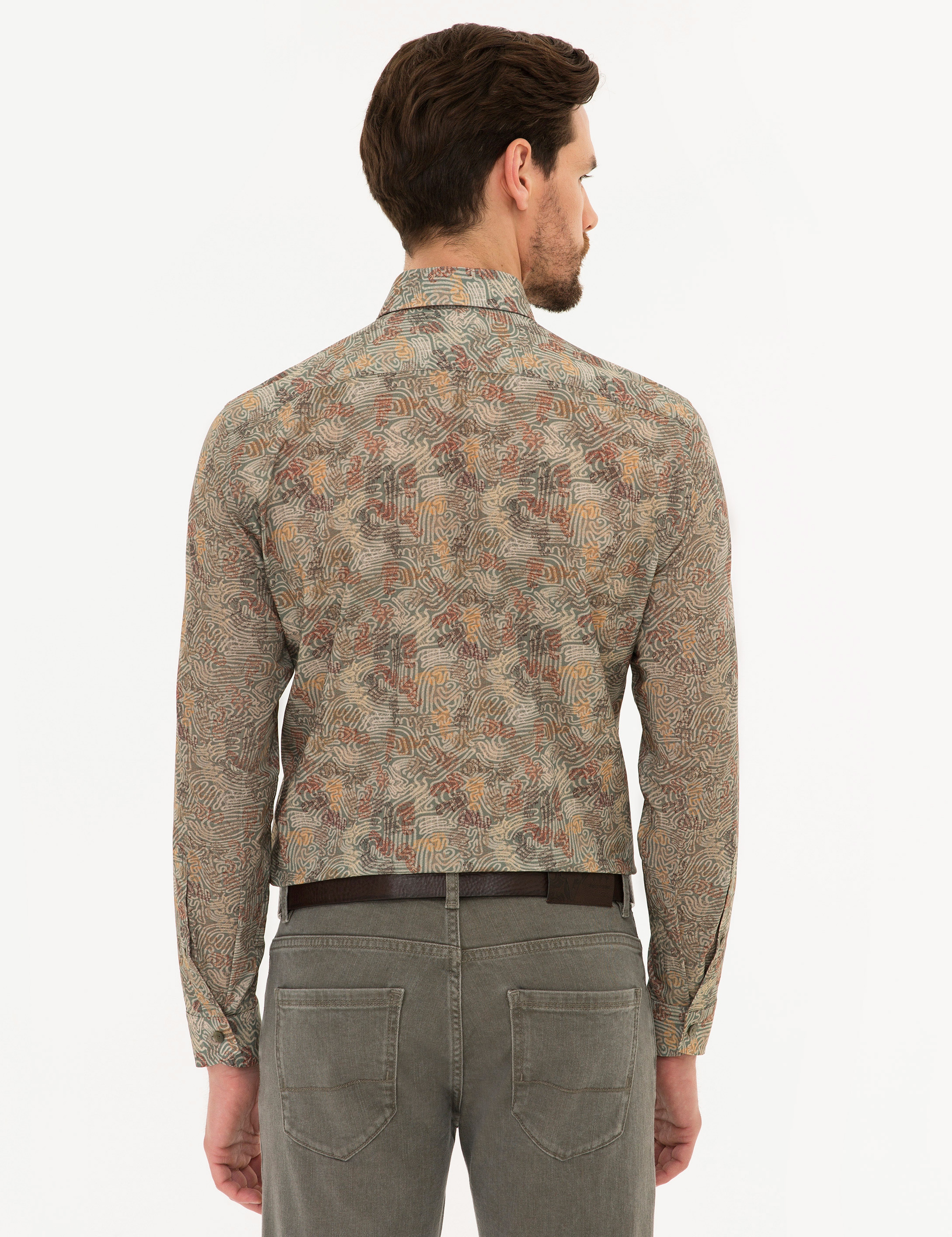 Haki Slim Fit Gömlek - Image 3