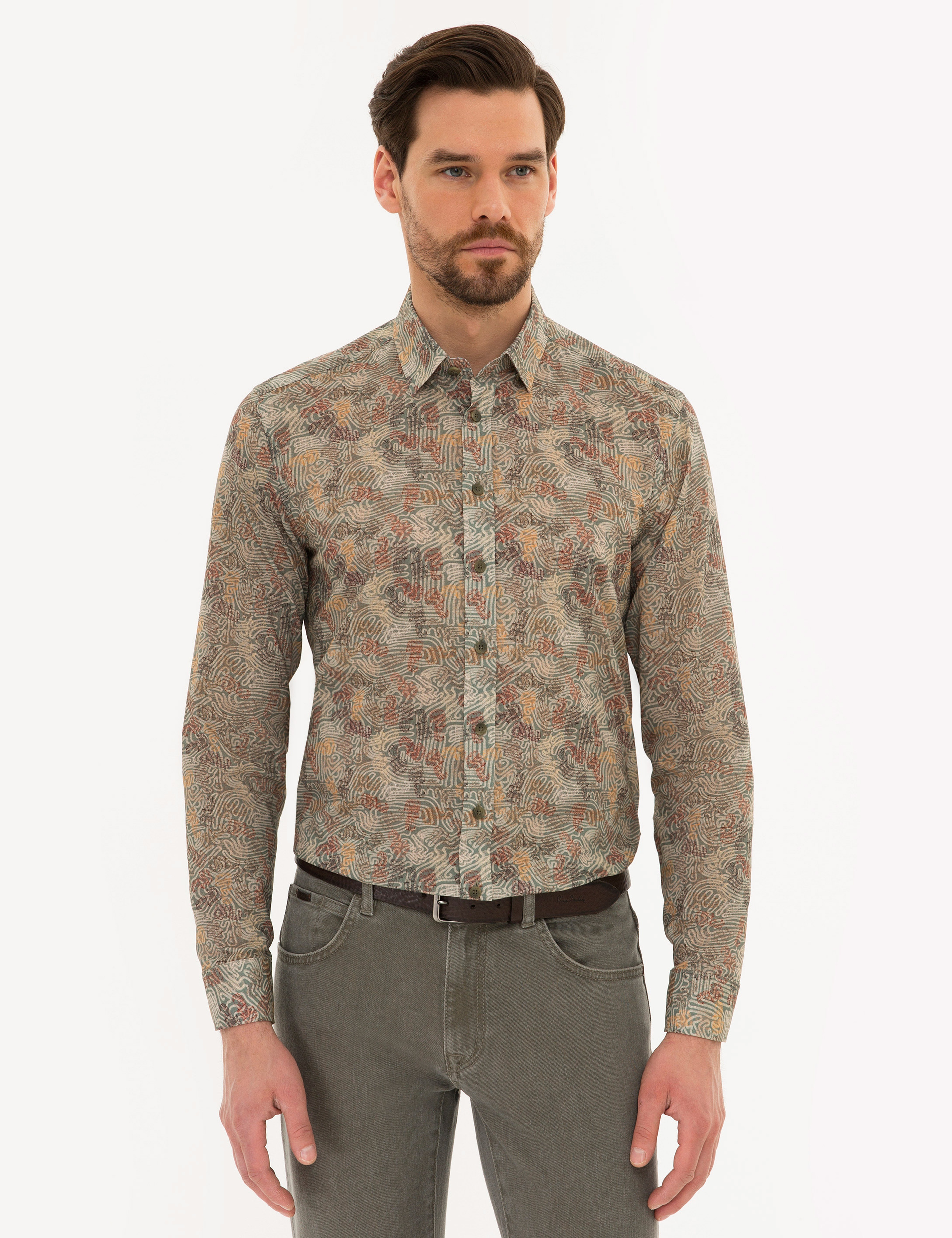 Haki Slim Fit Gömlek - Image 2