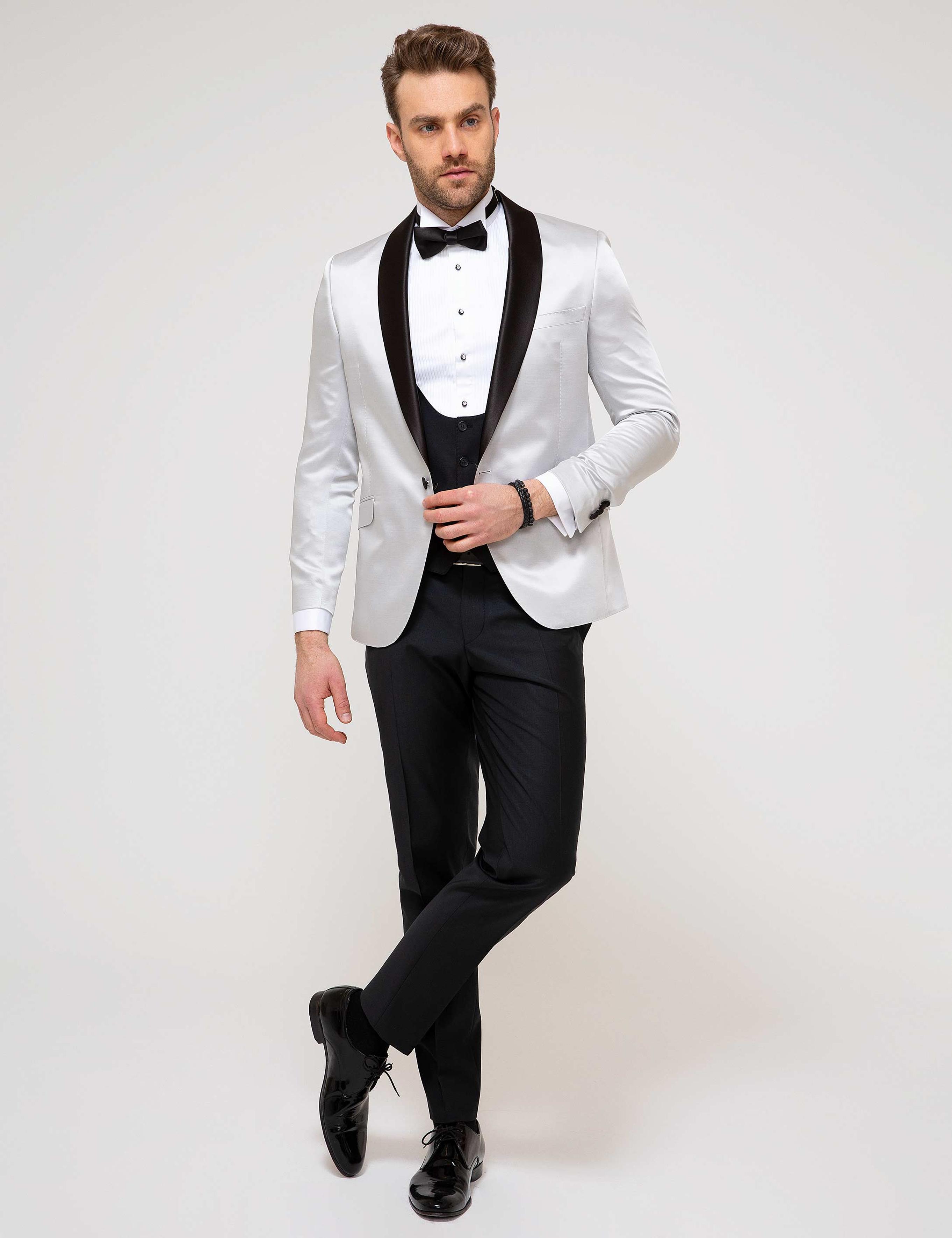 Gri Ex.Slim Damatlık Smokin