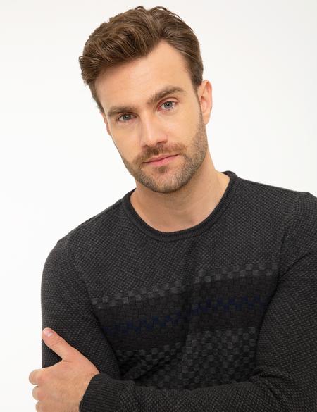 Antrasit Melanj Slim Fit Triko Kazak - 50194869021