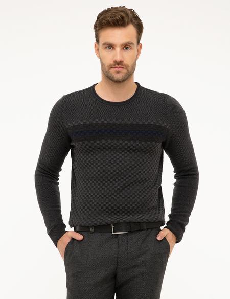 Antrasit Melanj Slim Fit Triko Kazak - 50194869021