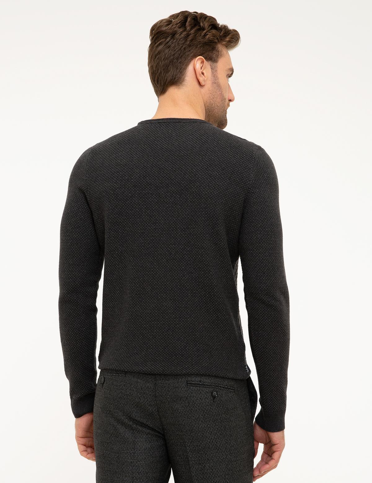 Antrasit Melanj Slim Fit Triko Kazak - 50194869021