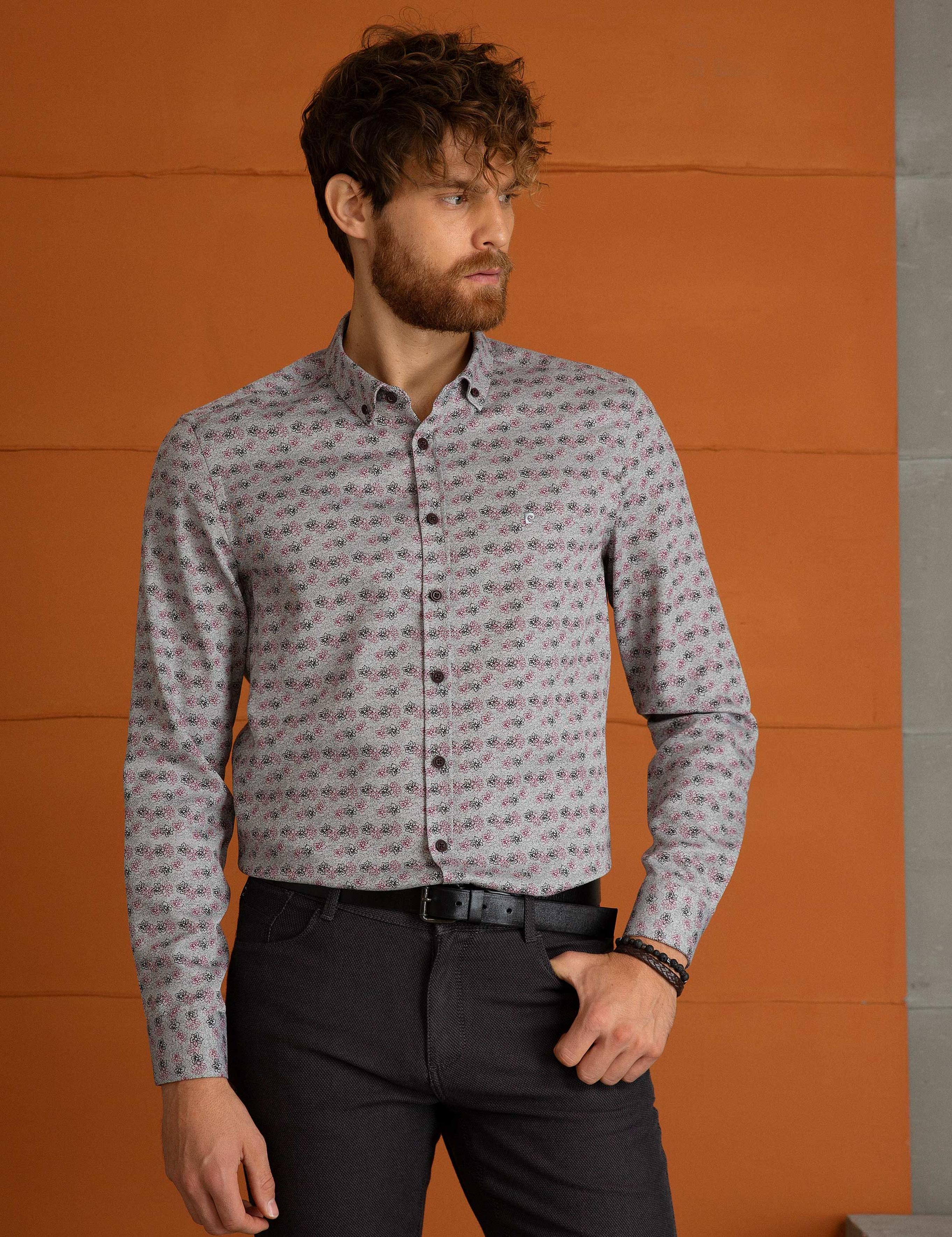 Gri Slim Fit Gömlek