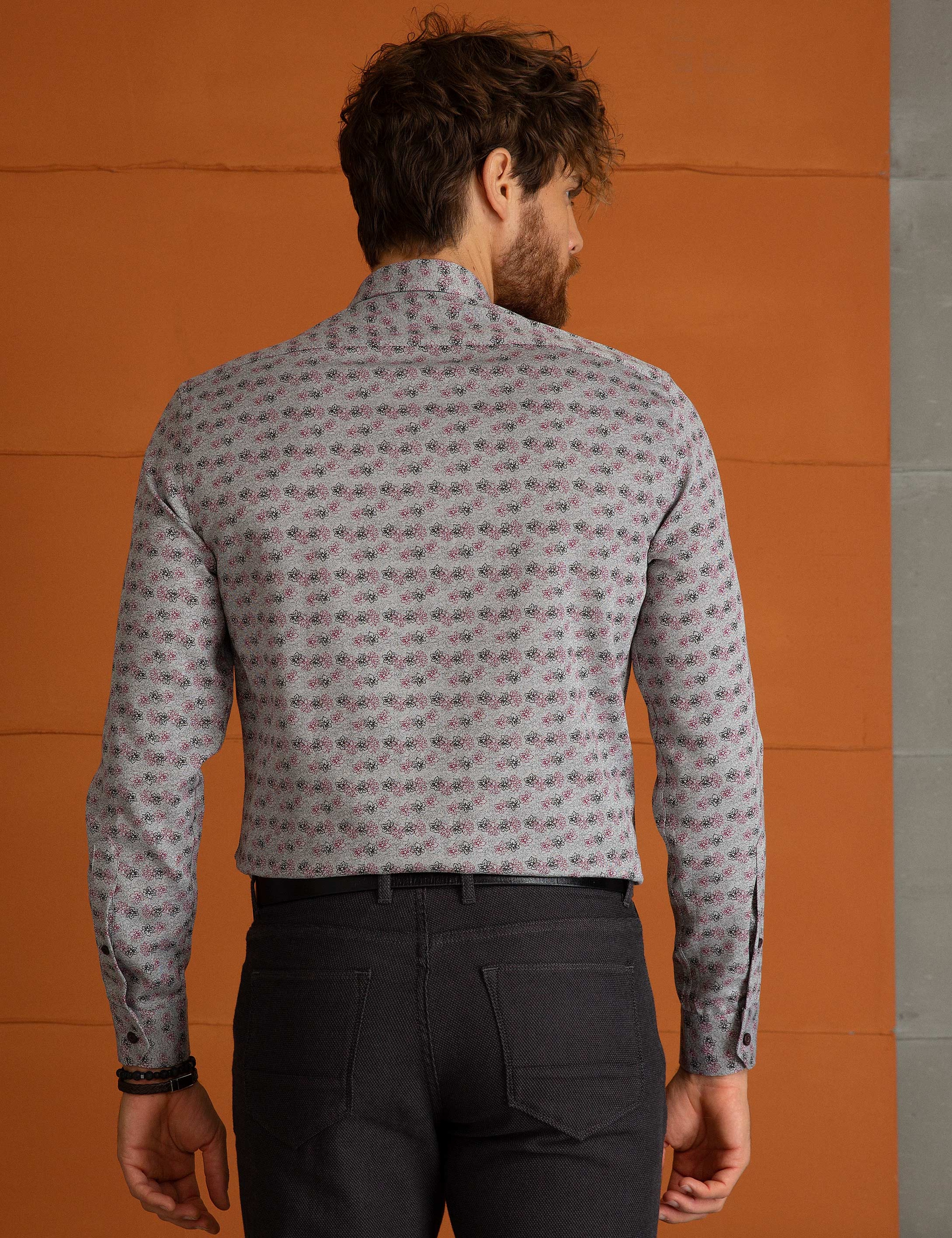 Gri Slim Fit Gömlek - Image 3