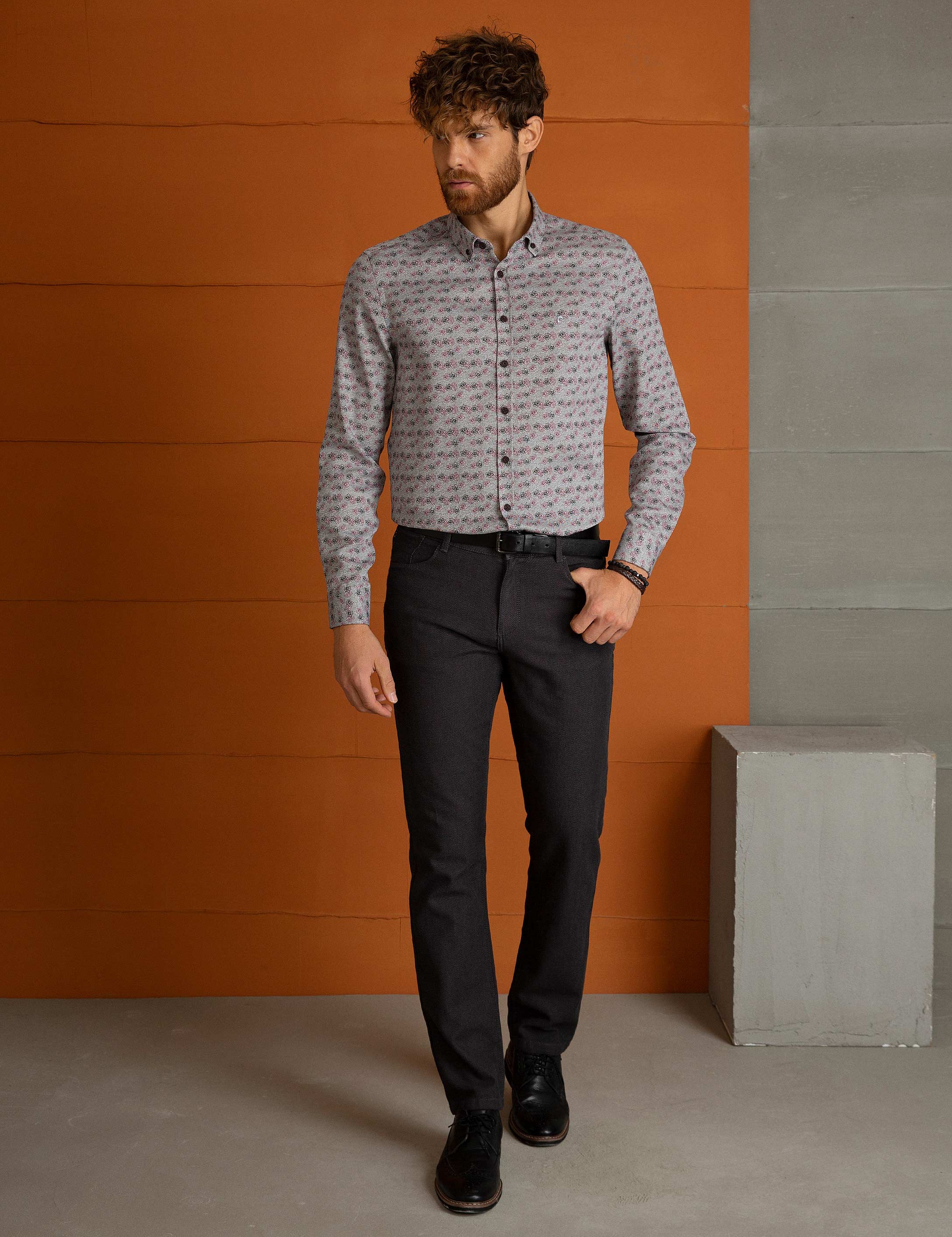 Gri Slim Fit Gömlek - Image 1
